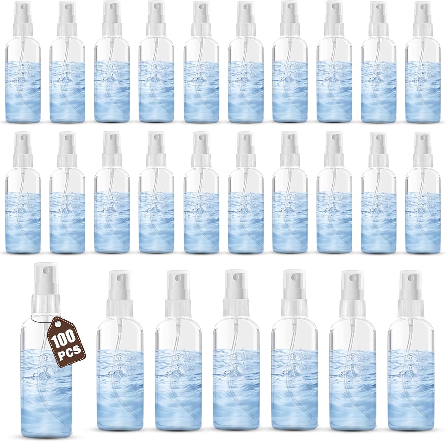 100PCS 2oz/60ml Small Spray Bottle, Clear Fine Mist Spray Bottle Mini Empty Hair Spray Bottle, Plastic Refillable Cosmetic Containers for Plants, Cleaning, Misting & Skin Care