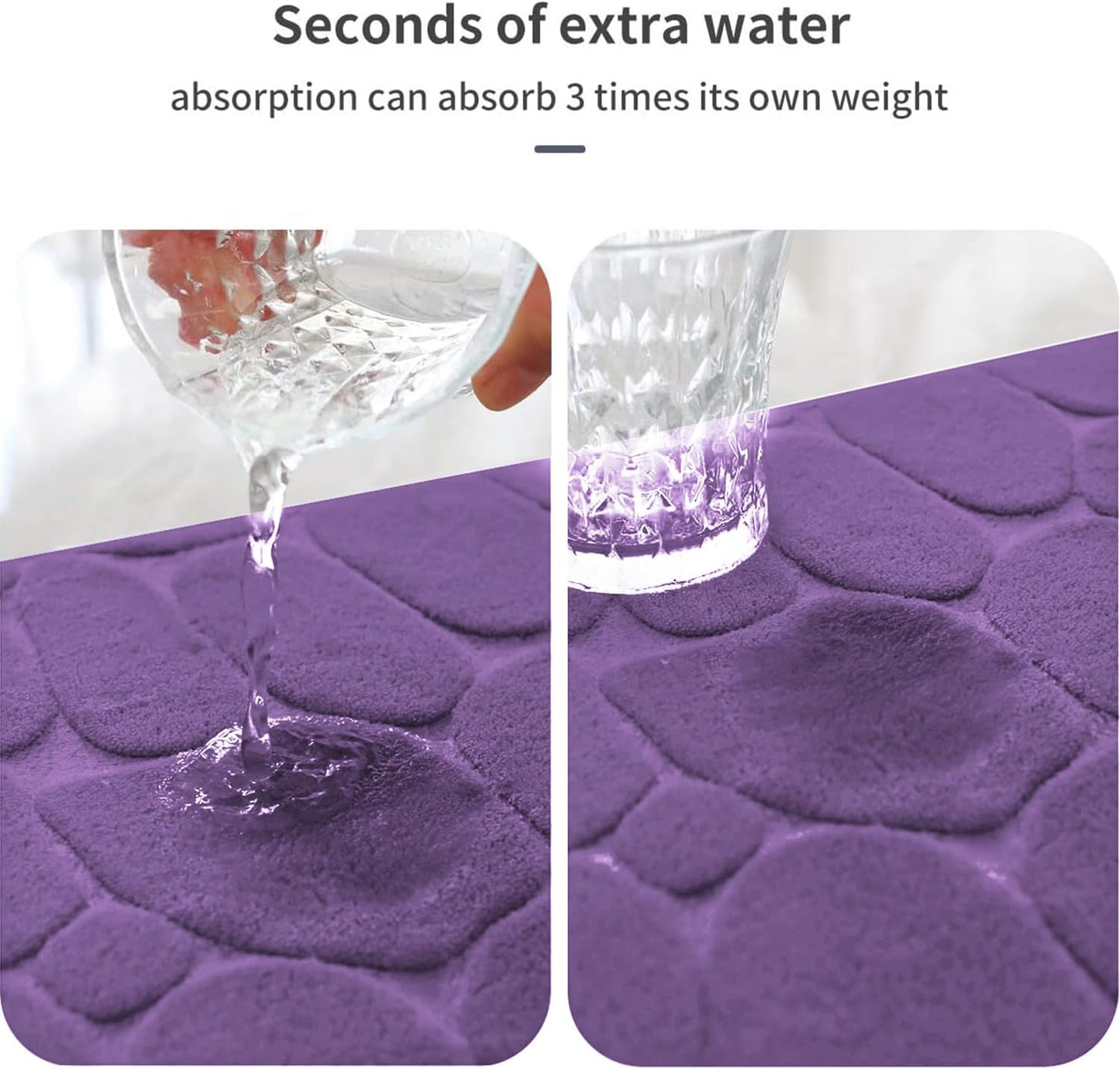 YIHOUSE Memory Foam Bath Mat Cobblestone Bathroom Rugs Super Water Absorbent Bath Mats for Bathroom Machine Washable Bath Rugs(20 x 32,Eggplant)
