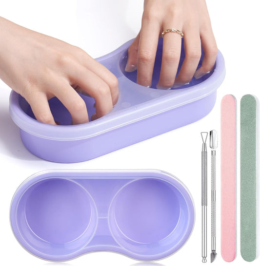Dual Nail Soaking Bowl Acetone Proof: Soak Off Gel Nail Polish Dip Powder Remover Bowl- Cut the Soaking Time in Half Manicure Bowl for Salon Home