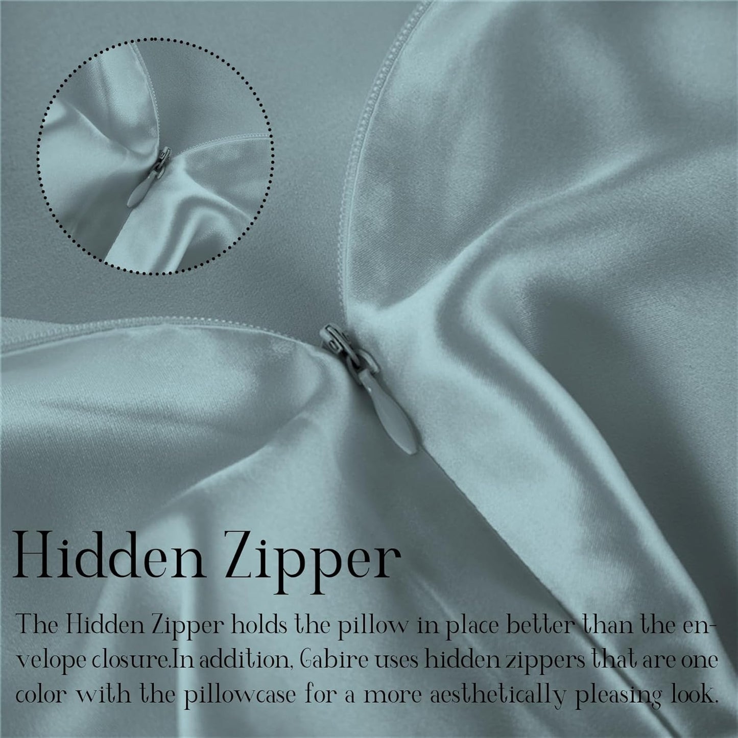 Mulberry Silk Pillowcase for Hair and Skin Prevent Acne Pillow Cases Both Sides Real Silk Pillowcases Organic Silk Pillowcase with Hidden Zipper, Haze Blue, King (20"×36")