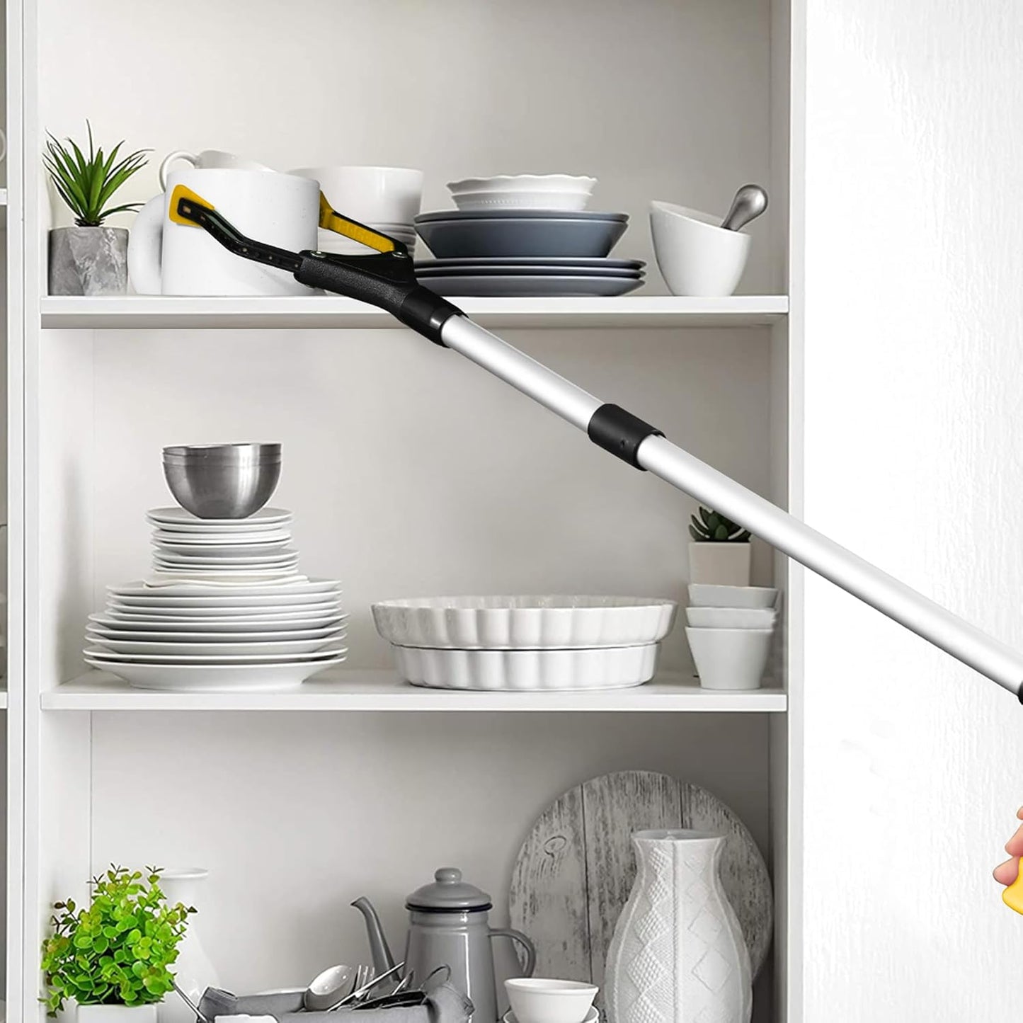 32" Foldable GrabRunner Reacher Grabber with Strong Magnetic Tip(Yellow)