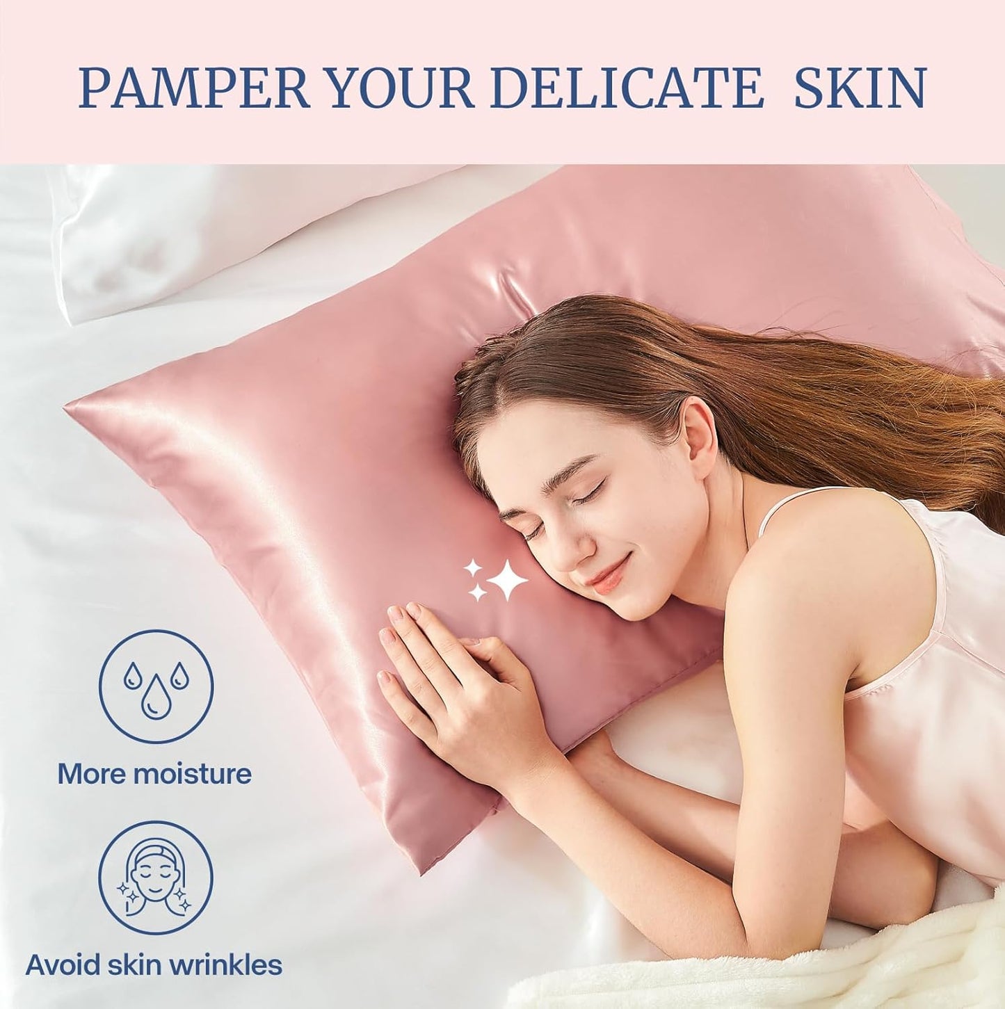 BEDELITE Satin Pillowcase for Hair and Skin, Super Soft Similar to Silk Pillow Cases 4 Pack with Envelope Closure, Cooling Pillowcases for Women Men (20"x36" King Size, Rose Pink)