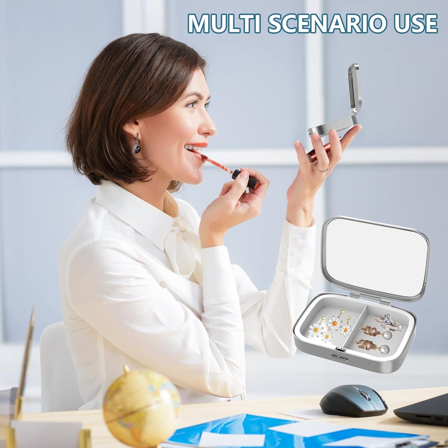 Pill Box 2 Compartment Small Pill Case,Portable for Pocket or Purse Pill Organizer Pill Container Holder to Hold Vitamins, Medication, Fish Oil and Supplements(Almond Blossom)