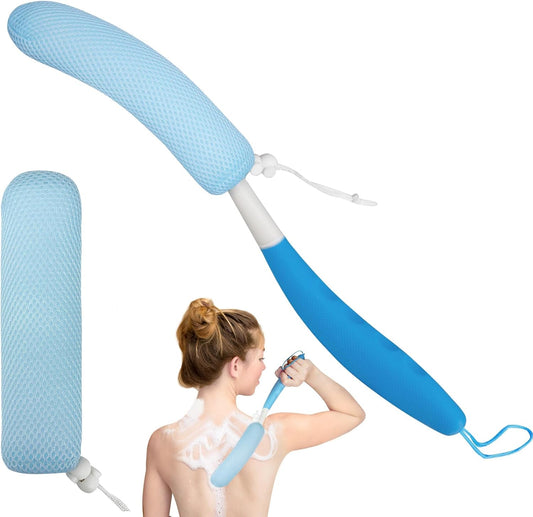 Long Handled Shower Brush, Non-Slip Long Handle Bath Brush, Back Body Brush Gentle Exfoliating and Lather Well Deep Cleansing Long-Lasting for Body