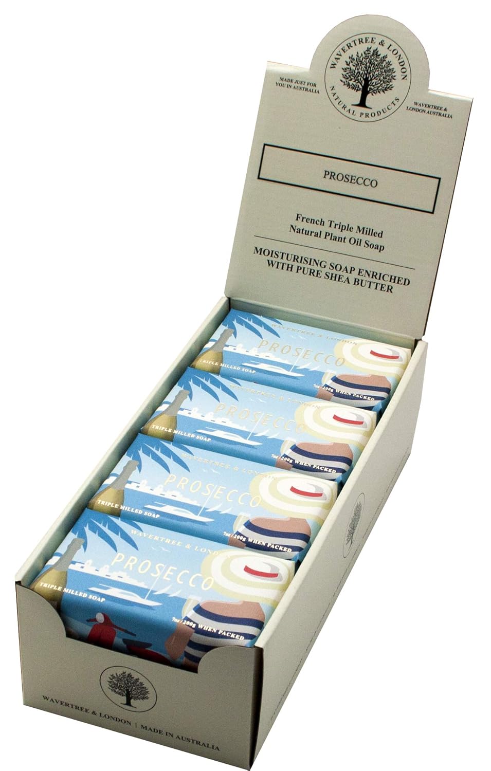 Wavertree & London Prosecco Scented Natural Soap (8 Bars), 7oz Moisturizing French Triple Milled Soap Bars enriched with shea butter - Pure Plant Oil Bath & Body Bars for All Skin Types