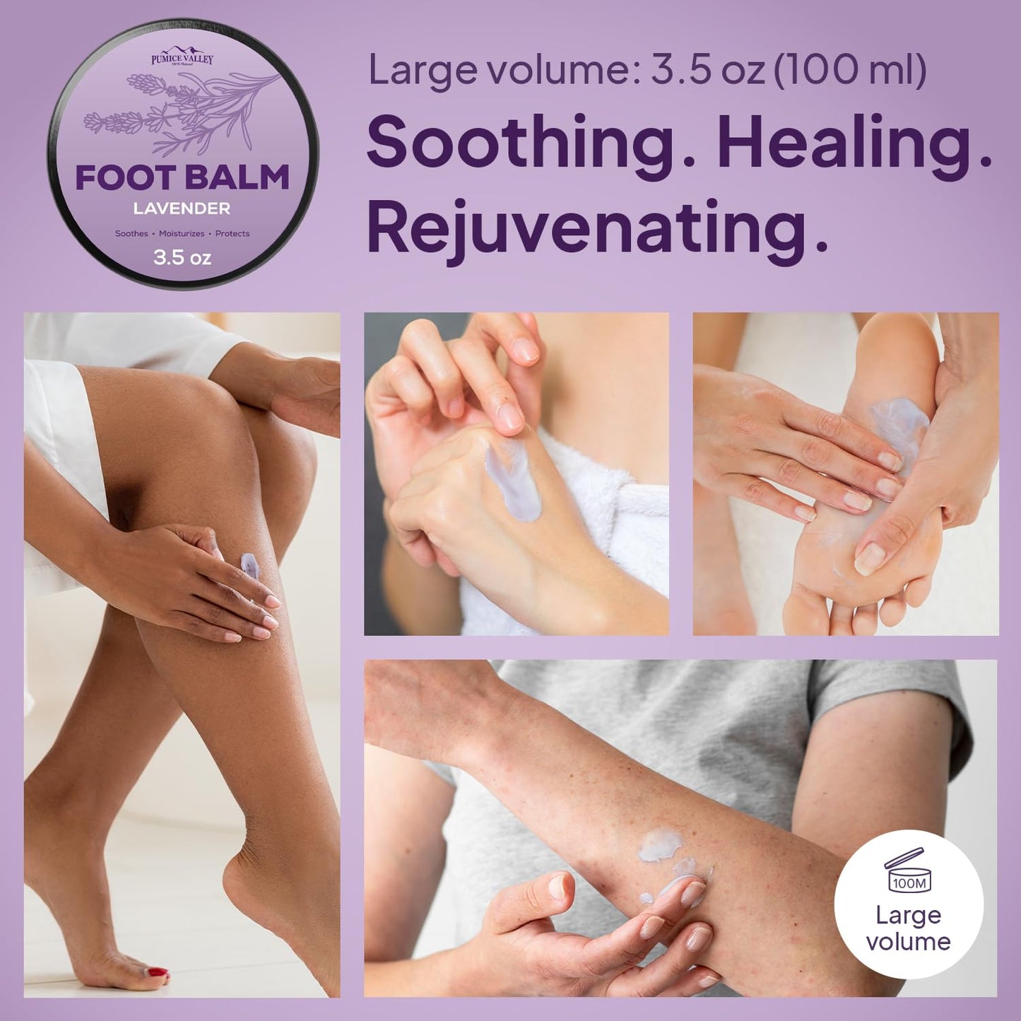 Pumice Valley Foot Balm Cream for Dry Cracked Heels and Feet - Natural Foot Moisturizer Balm for Calluses and Dry Feet Treatment - Lavender Foot Lotion 3.5 Oz