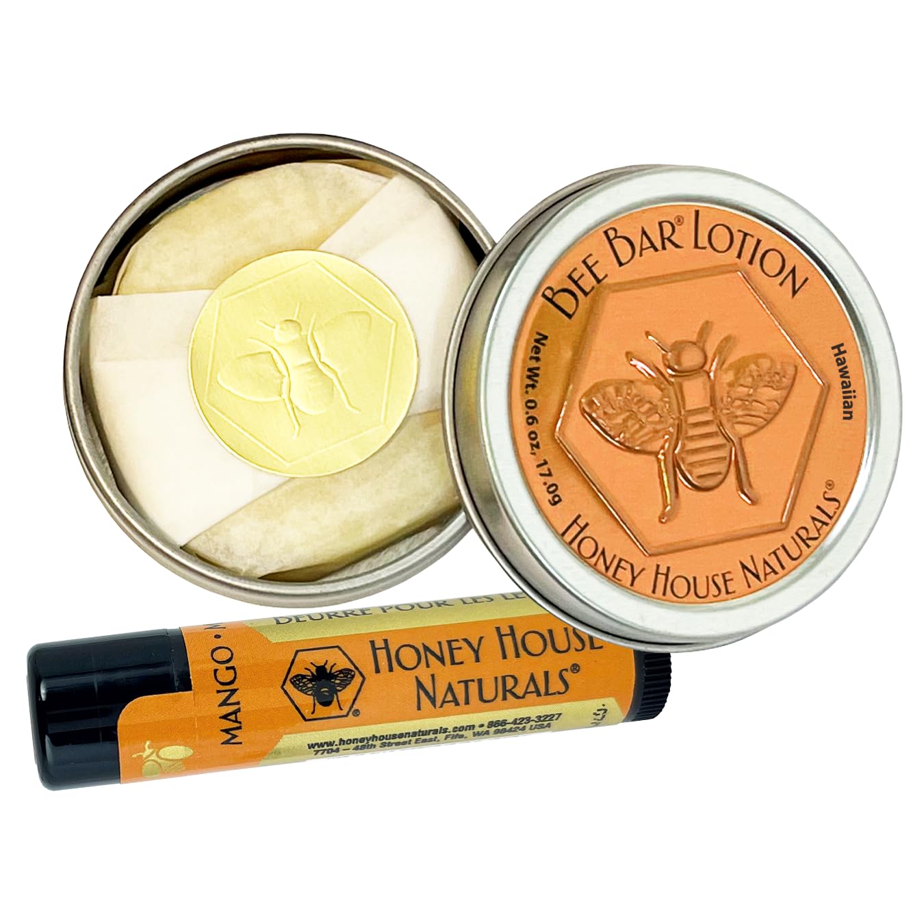 Honey House Naturals 2 Piece Gift Set, All Natural, Ultra Moisturizing Lotion Bar and Lip Butter Infused with Essential Oils, Made in USA, (Variant Name) (Pack of 2)