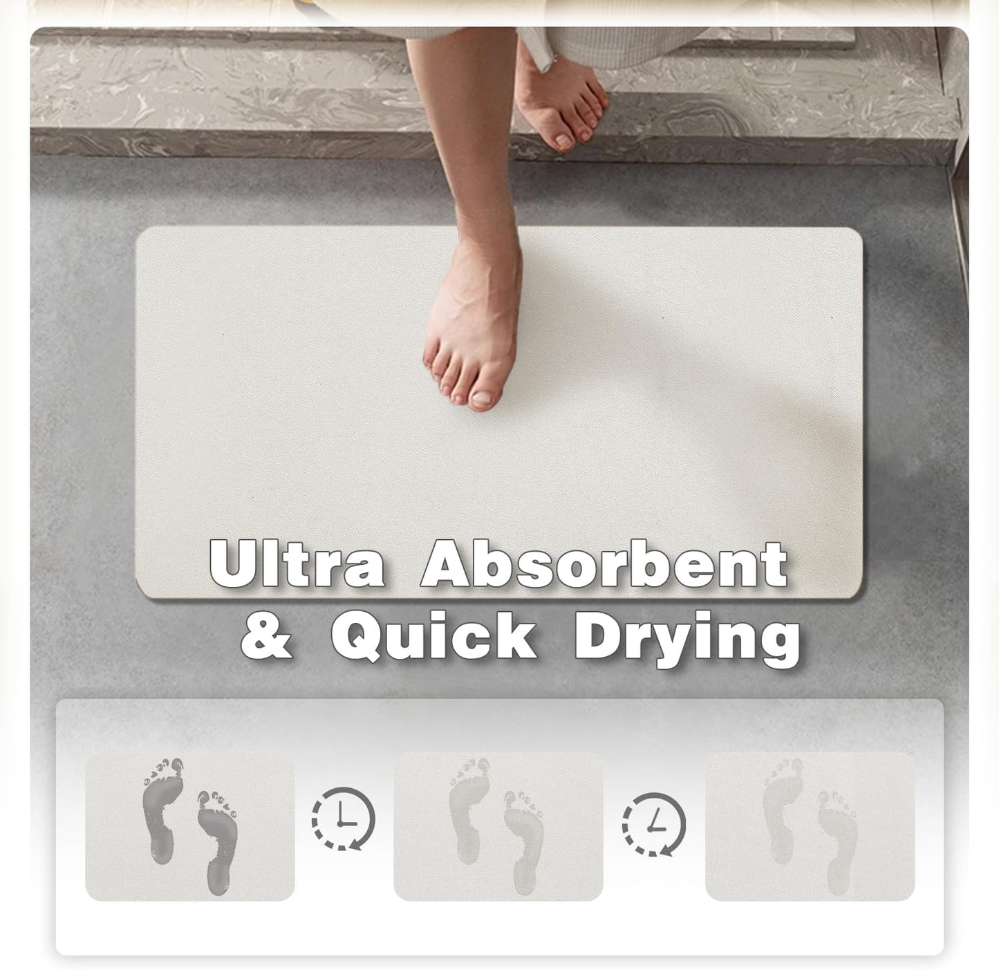 White Bath Mat, Bathroom Rugs Non Slip Washable Thin Absorbent Quick Dry Bath Mat Fits Under Door Bathroom Floor Mat Perfect for Bath, Shower, or Sink 17"x59" White