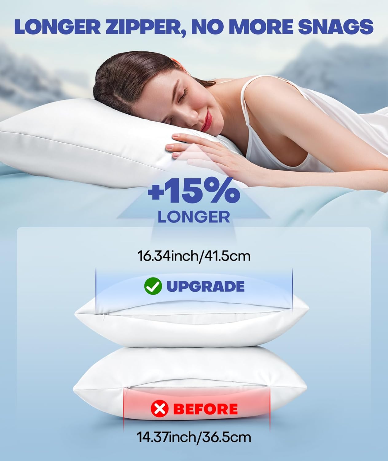 Ice Cooling Pillowcase for Hot Sleepers, Instantly Cool, Stays Cold All Night, Softer Than Silk Pillow Cases, Pillow Covers with Invisible Zipper, Gift for Men & Women - Standard Size, White (1 Pack)