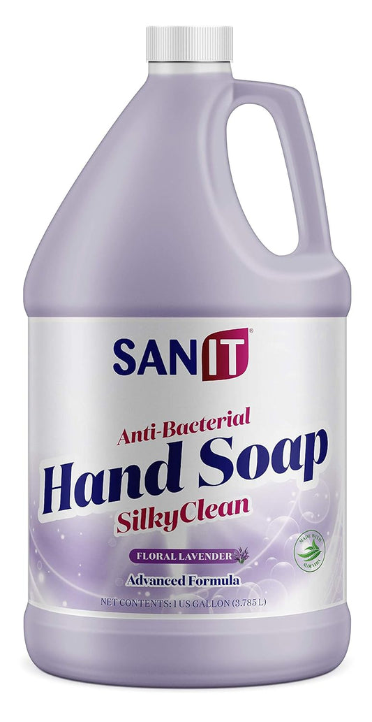 Sanit Silky Clean Antibacterial Liquid Gel Hand Soap Refill - Advanced Formula with Coconut Oil and Aloe Vera - All-Natural Moisturizing Hand Wash - Made in USA, Lavender, 1 Gallon