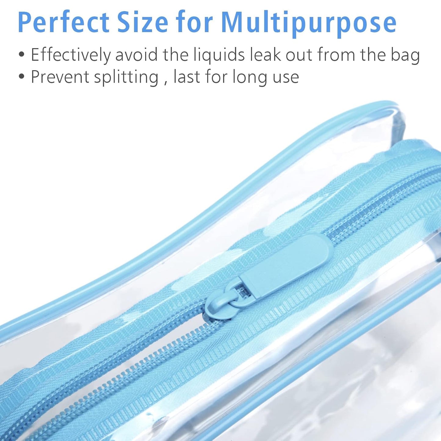 PACKISM 3 Pack TSA Approved Clear Toiletry Bags, Quart Size, Travel Makeup Cosmetic Bag for Women Men, Carry On Airport Airline Compliant, Light Blue