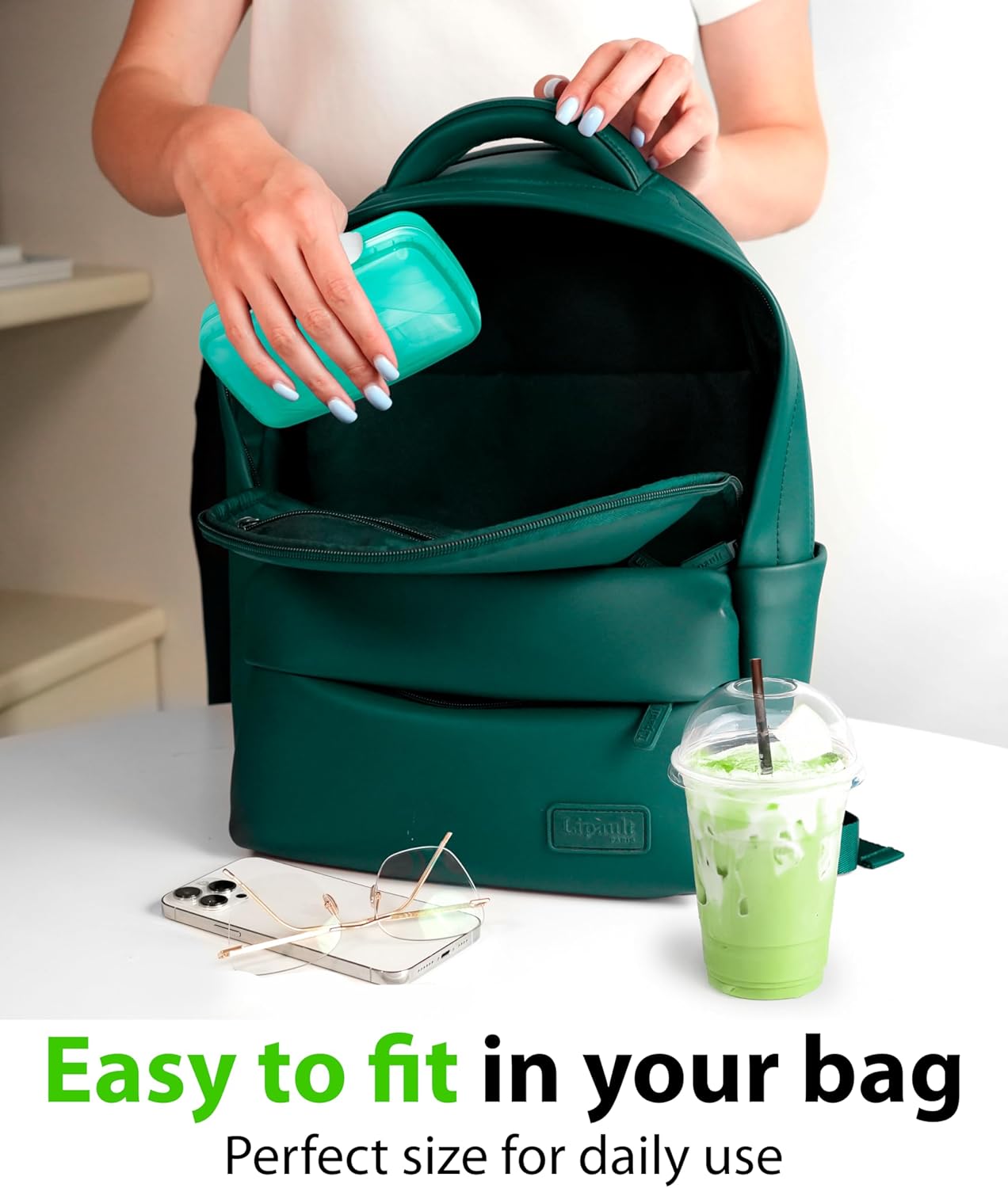 Travel Pill Organizer - Airtight Medicine Case for Traveling Portable Pharmacy Box with Labels Vitamin Container 8 Compartment Supplement Medication Holder Large Capacity Daily (Green)