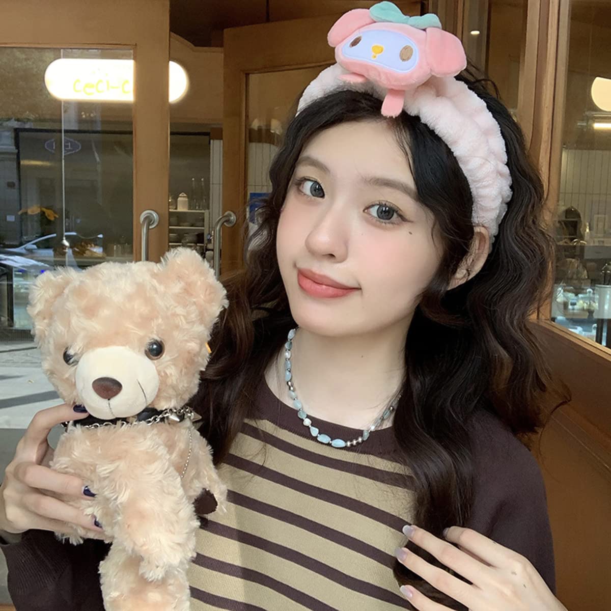 Kawaii Spa Headband for Washing Face, Cute Pink for Make Up, Washing, Party, Soft for Woman Girls