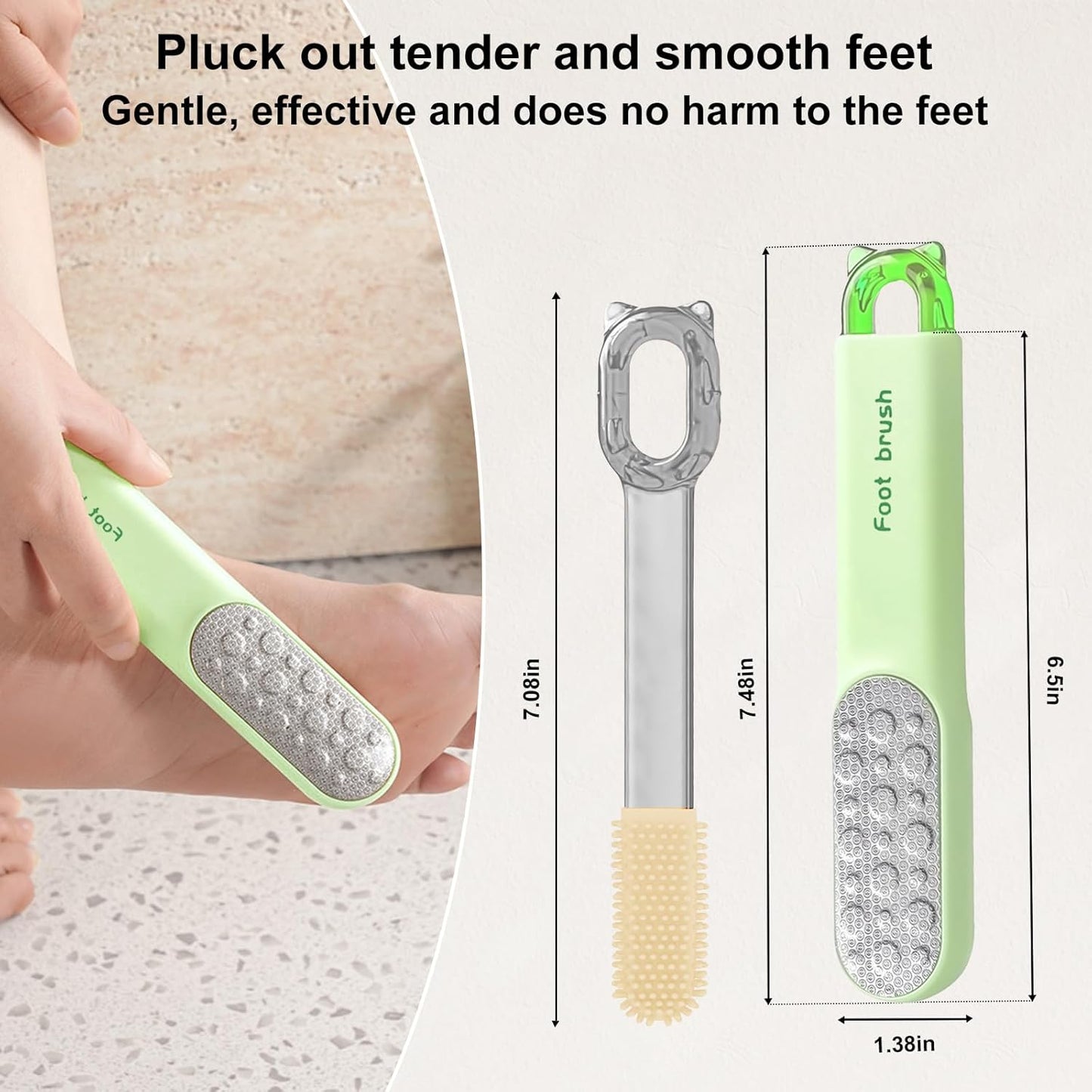 Double-Sided Stainless Steel Foot File, Foot Callus Remover & Foot Scrubber, Professional Pedicure Tool for Dry & Wet Feet, Safe Hard Skin Remover for Sensitive Feet, Green (Ergonomic Grip)