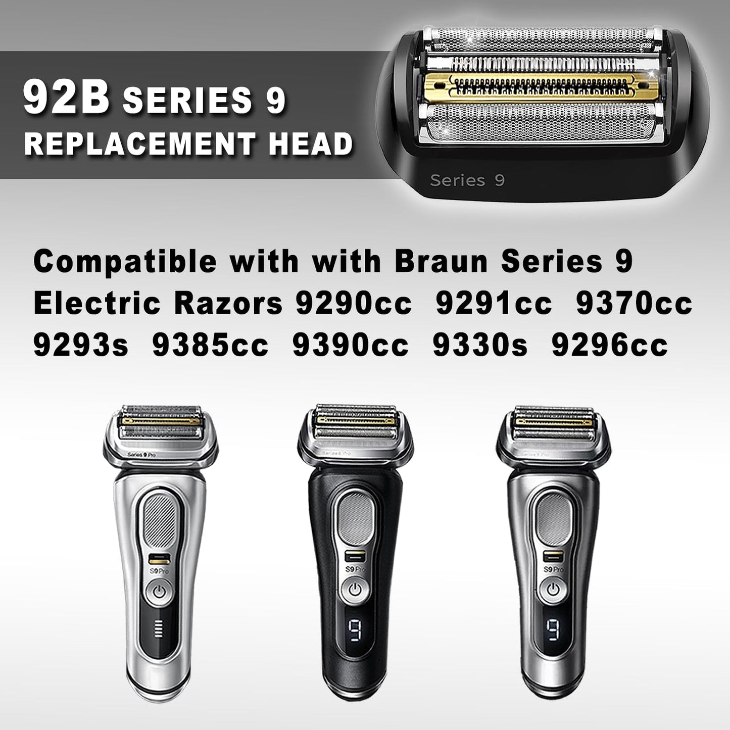NEW Series 9 92B Braun Electric Shaver Replacement Head for Men Razor Shaving Blades Compatible with 92B Braun Replacement Electric Shaver Heads 9290cc 9291cc 9370cc 9293s 9385cc 9390cc 9330s 9296cc