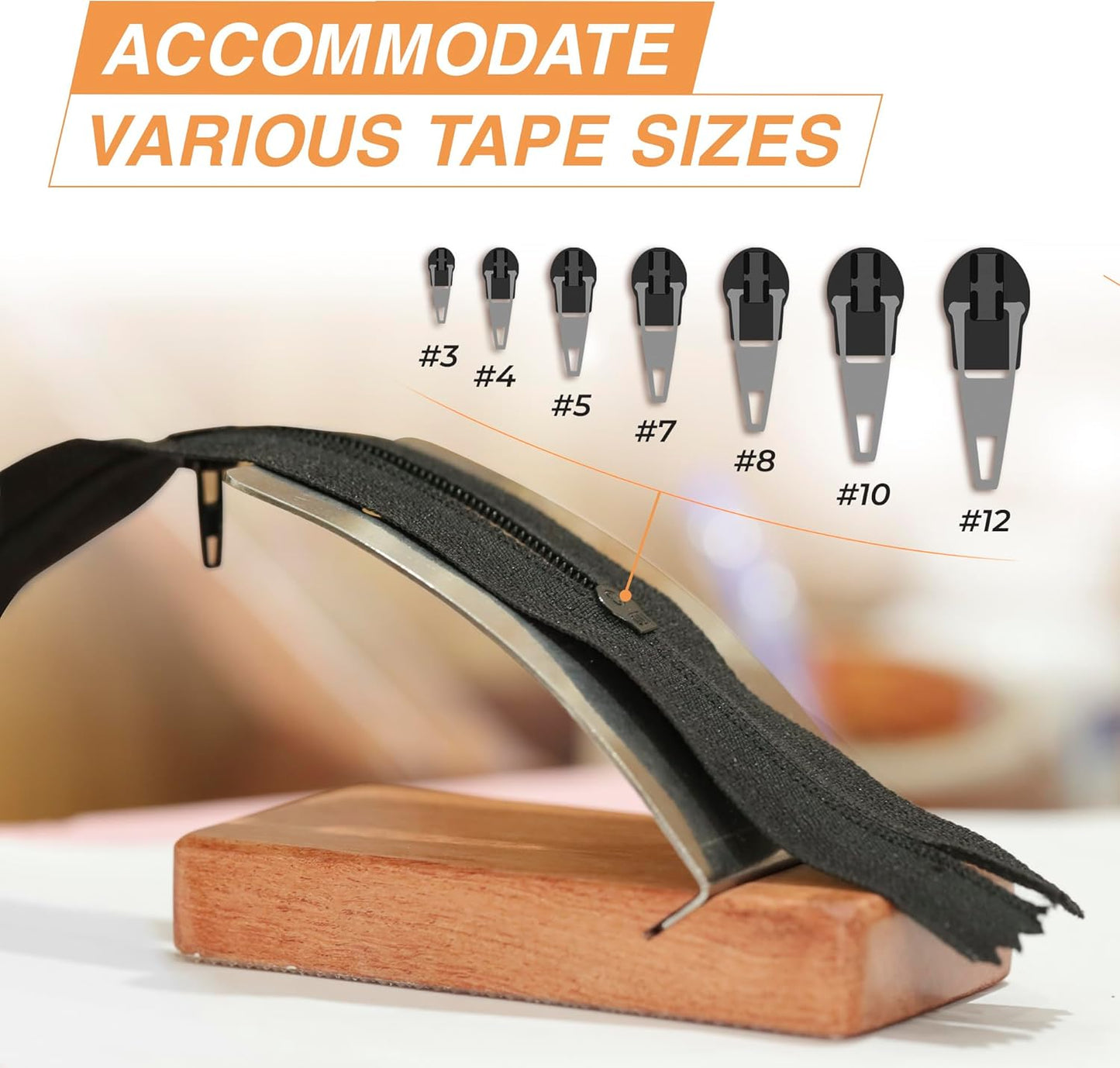 Savina Zipper Jig Tool, Hardwood & Stainless Steel Zipper Installing Tool for Dresses & Pants, Works with Various Sizes, Tool for Sewing.