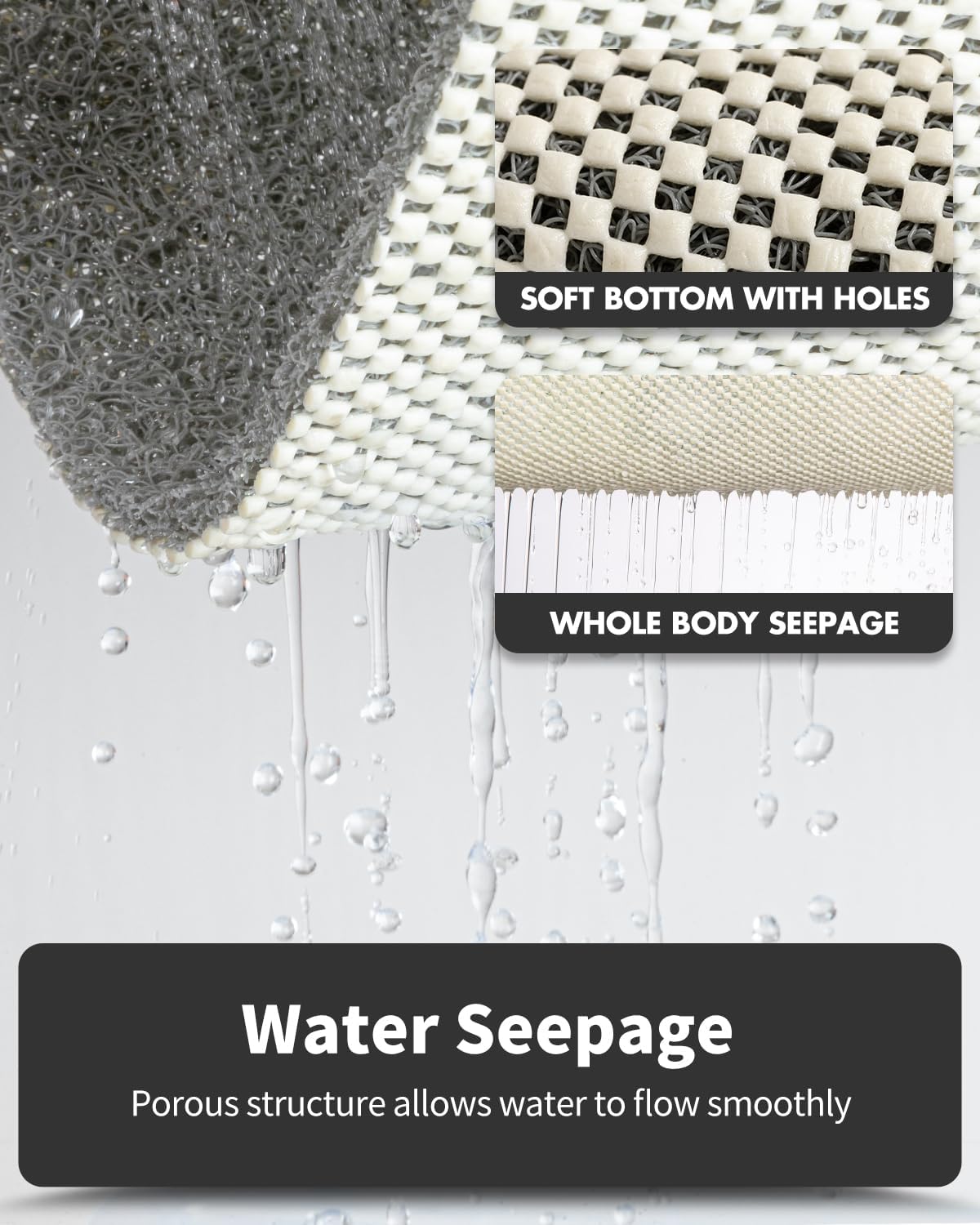 Non-Slip Bathtub Mat, 17x47 Inch Shower Mats for Bath Tub, PVC Loofah Bathroom Mats for Wet Areas, Quick Drying