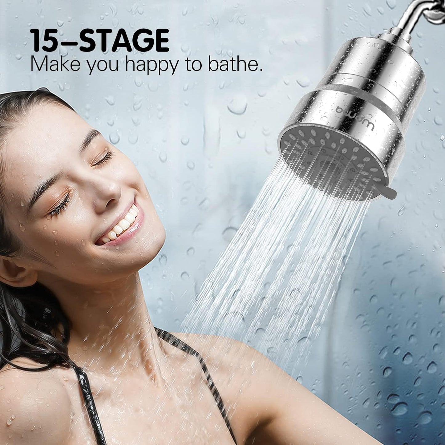 Filtered Shower Head, 2-in-1 Shower Head Filter-5 Modes High Pressure Output with 15 Stage Hard Water Shower Filter Cartridge for Remove Chlorine Heavy Metals and Other Sediments