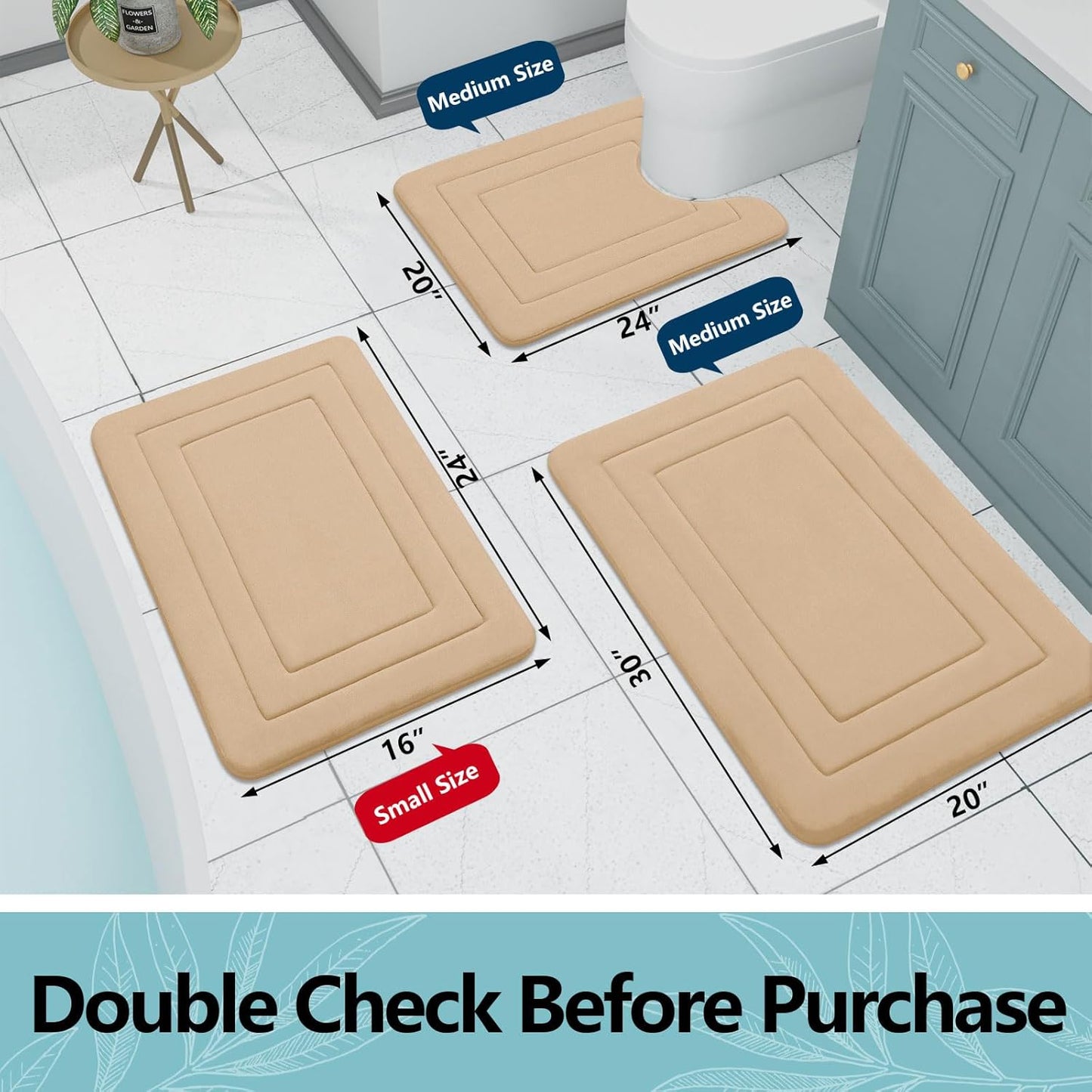 Arotive Memory Foam Bathroom Rug Mat 70x24, Ultra Soft and Absorbent Bath Mat, Machine Wash Dry, Comfortable Bath Rug Carpet for Bathroom Floor, Tub and Shower, Beige