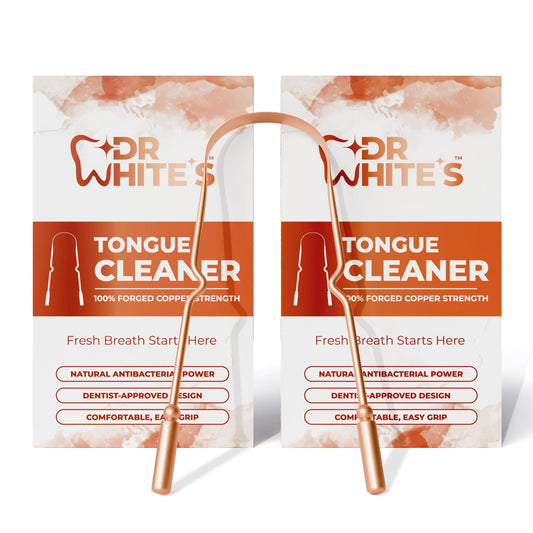 Dr. White’s Copper Tongue Scraper – Dentist-Designed Tongue Cleaner Tool for Fresh Breath, Dual-Grip, Rust-Resistant, Built to Last – 100% Forged Copper, For Adults & Kids (2-Pack)