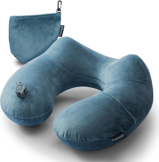 Inflatable Travel Neck Pillow for Airplane Sleeping Blow Up Neck Support Air Pillow Traveling on Plane Long Flights Washable