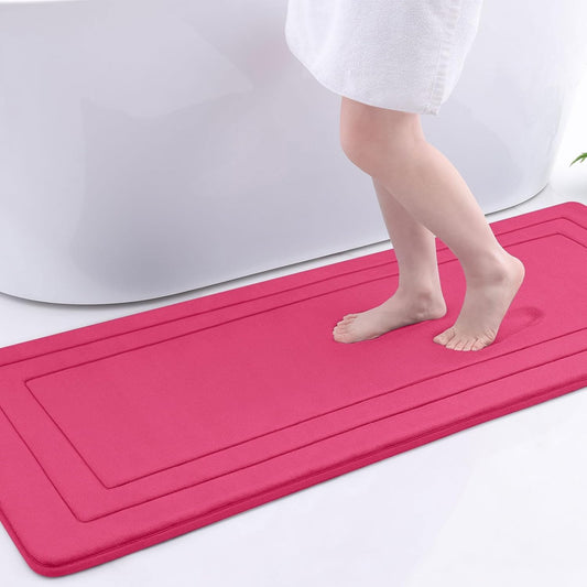 Arotive Memory Foam Bathroom Rug Mat 59x24, Ultra Soft and Absorbent Bath Mat, Machine Wash Dry, Comfortable Bath Rug Carpet for Bathroom Floor, Tub and Shower, Deep Pink