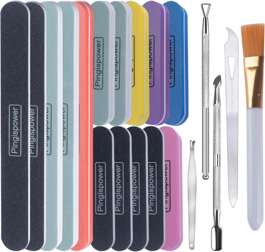 Nail Files and Buffers, 20PCS Professional Emery Boards Nail File and Buffer Block for Natural Nails, Reusable & Washable 100/180 & 600/3000 Grit for Women, Travel Home and Salon