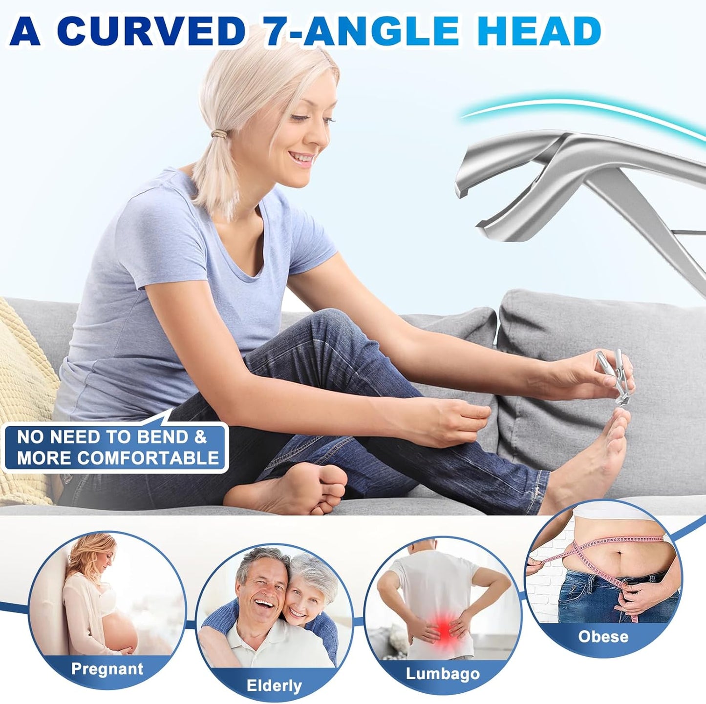 Toenail Clippers for Thick Toenails for Seniors, Angled Head Toe Nail Clippers for Seniors Men with Wide Jaw Opening, Heavy Duty Large Fingernail Clippers Adult Cutter with Catcher Long Handled