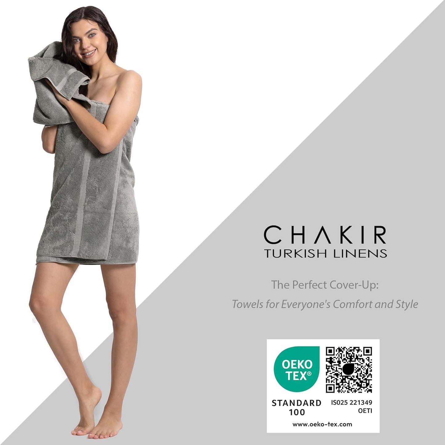 Chakir Turkish Linens | Hotel & Spa Quality 100% Cotton Premium Turkish Towels | Soft & Absorbent (4-Piece Washcloths, Gray)