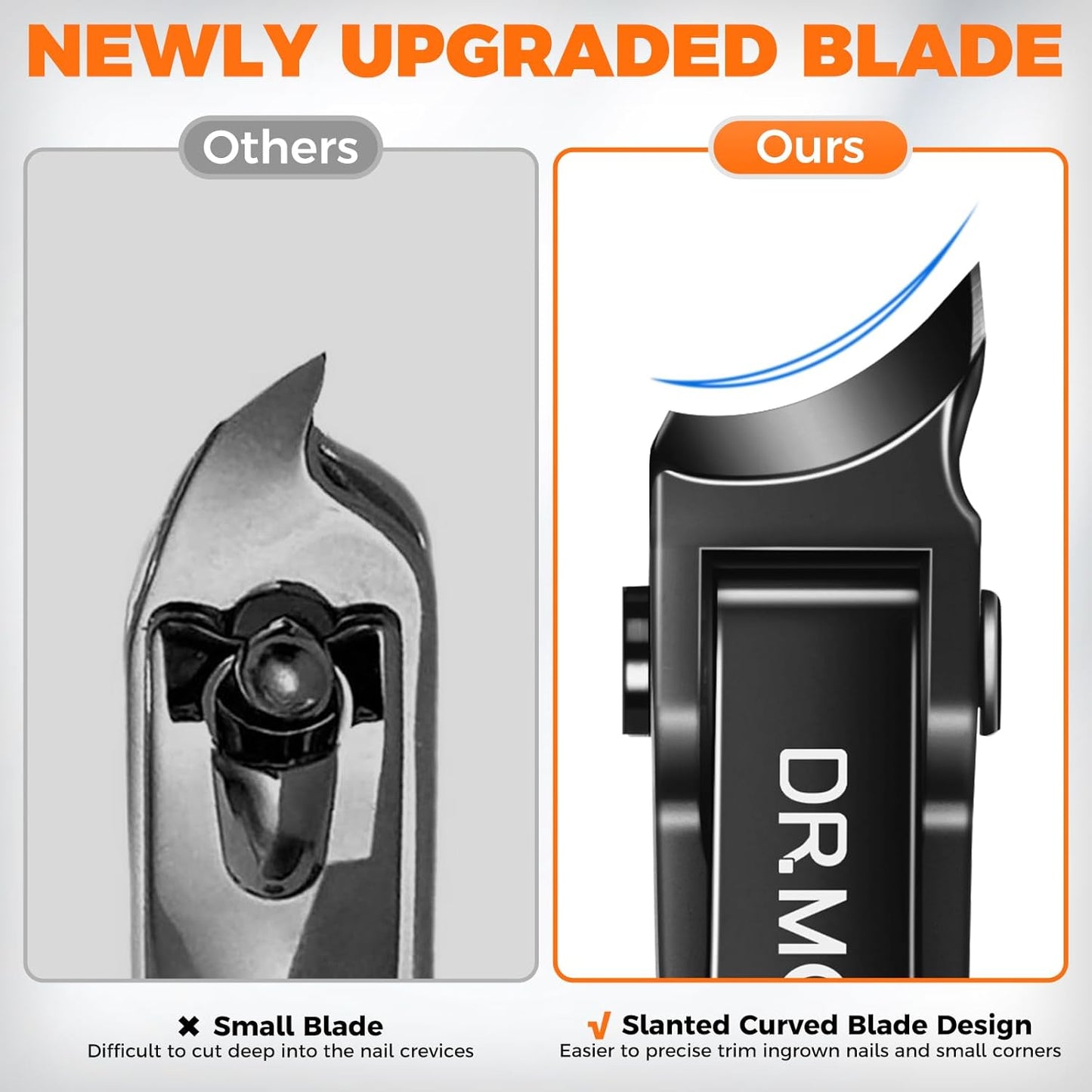 Toenail Clippers for Seniors Thick Toenails, Slanted Large Nail Clippers for Men Thick Ingrown Nails with Wide Opening, Heavy Duty Angled Head Nail Clipper Cutter with Catcher -Black