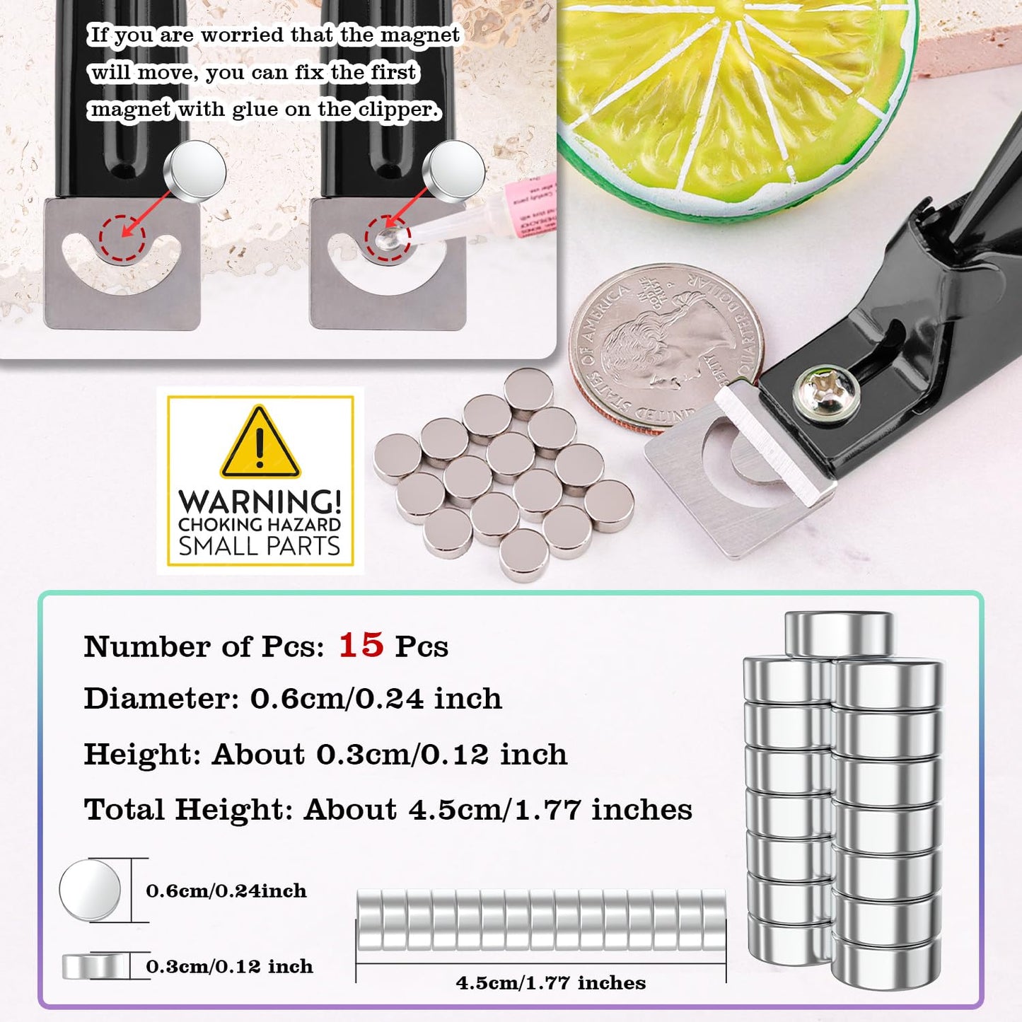 Black Premium Adjustable Nail Clippers with Magnets Sizers for Acrylic Nails, Stainless Steel Nail Cutter Trimmer for Artificial Fake False Tips Manicure Sharp Blade Clip Tool for Salon Beauty