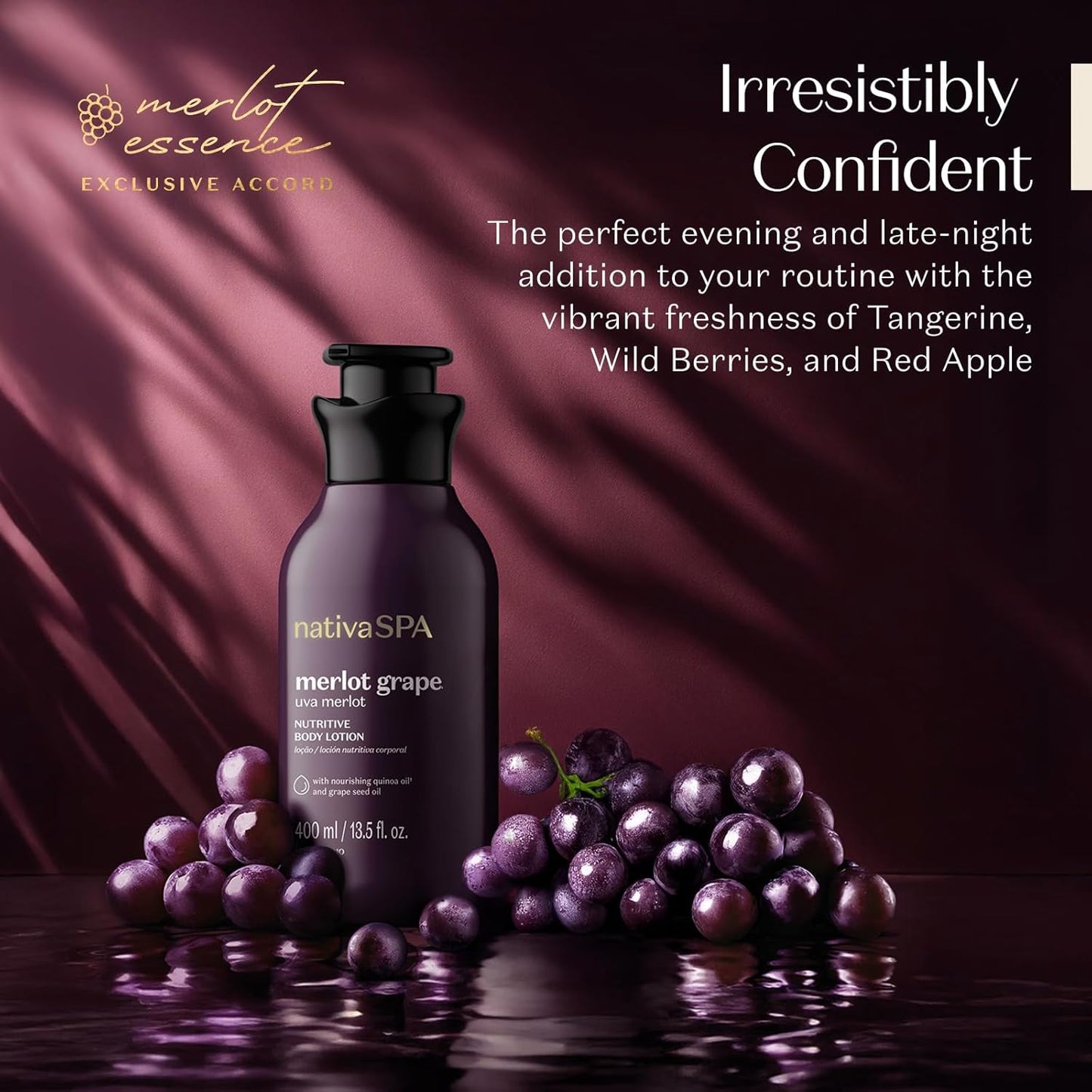 Nativa SPA by O Boticário Merlot Grape Body Lotion, Deep Hydration with Quinoa & Grape Seed Oil for Silky, Firm Skin 13.5 Ounce (400ml)