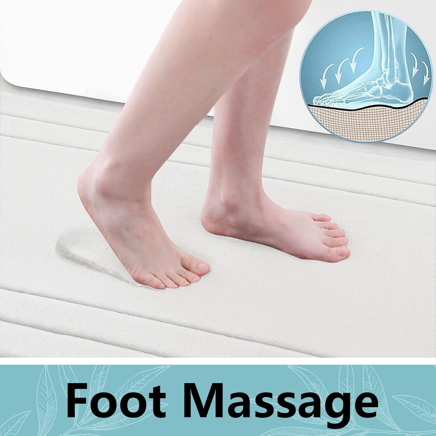 Arotive Memory Foam Bathroom Rug Mat 44x24, Ultra Soft and Absorbent Bath Mat, Machine Wash Dry, Comfortable Bath Rug Carpet for Bathroom Floor, Tub and Shower, Ivory