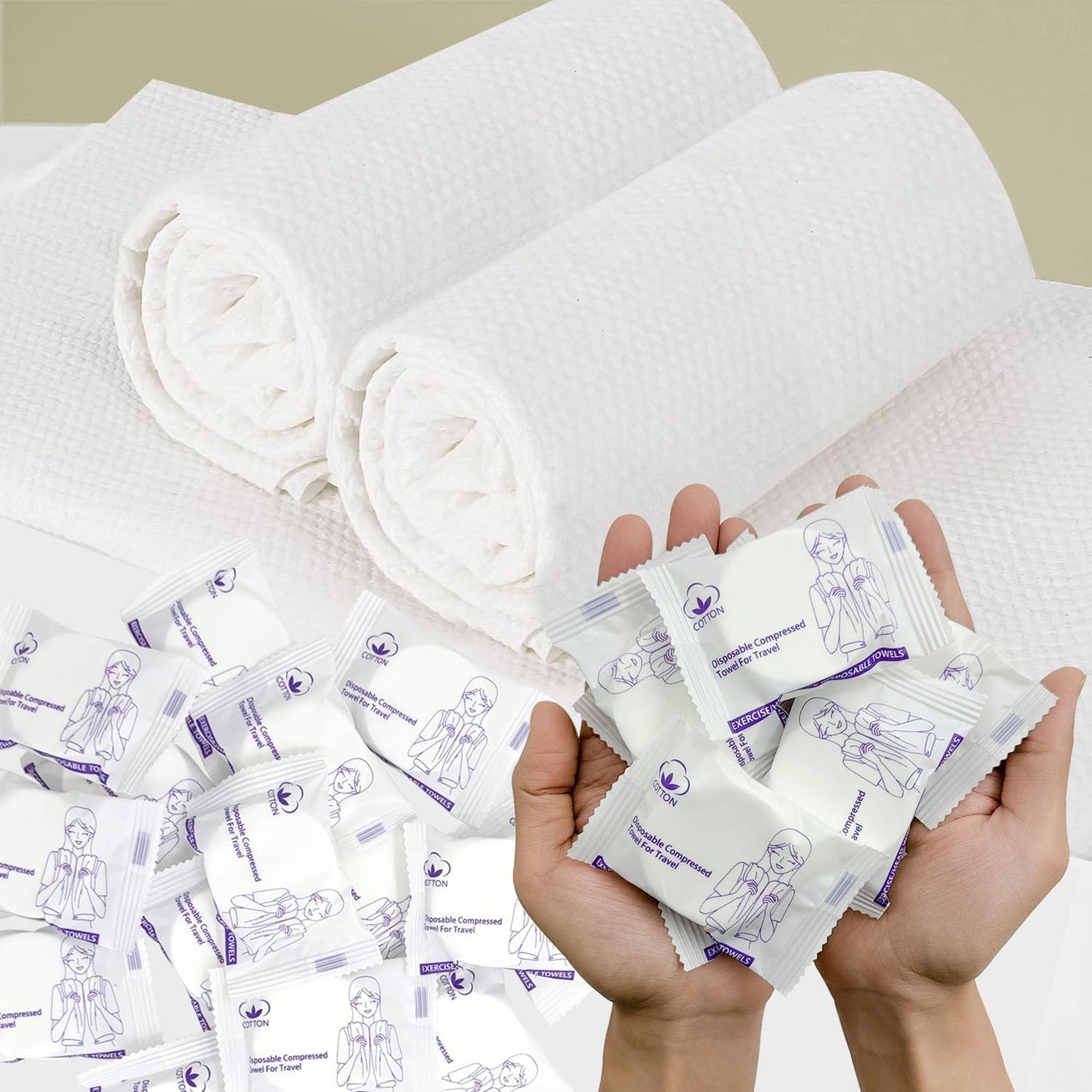 Extra Large 23 x 12 inch Disposable Compressed Towel, 16 Pack Expandable Bulk Travel Towels for Camping, Hiking, Gym, Face & Body, Lightweight Portable Reusable