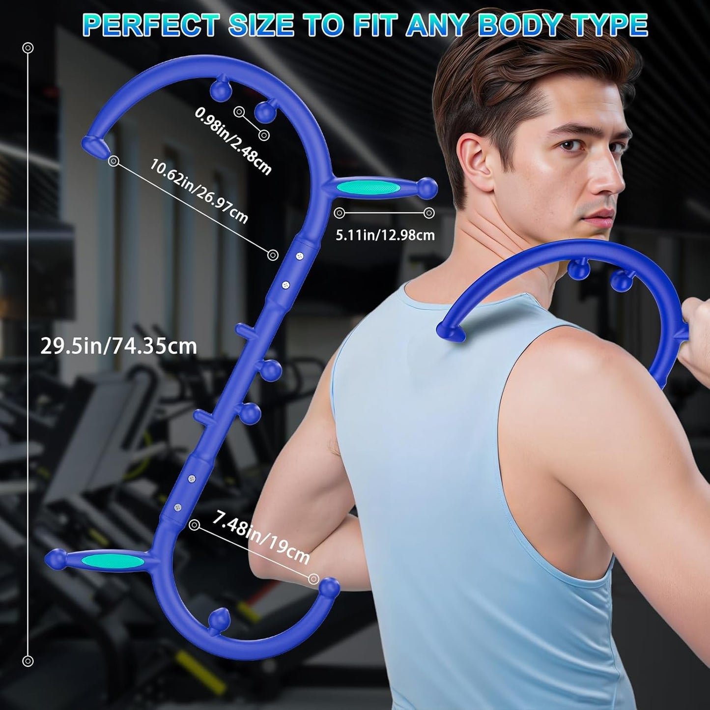 KEINE MARKE Trigger Point Massage Tool, Back Massage Tool, Pressure Point Massage Tool, Handheld Back, Neck, Shoulder, Leg and Feet Massage Hook for Men & Women (Fashionable Blue)