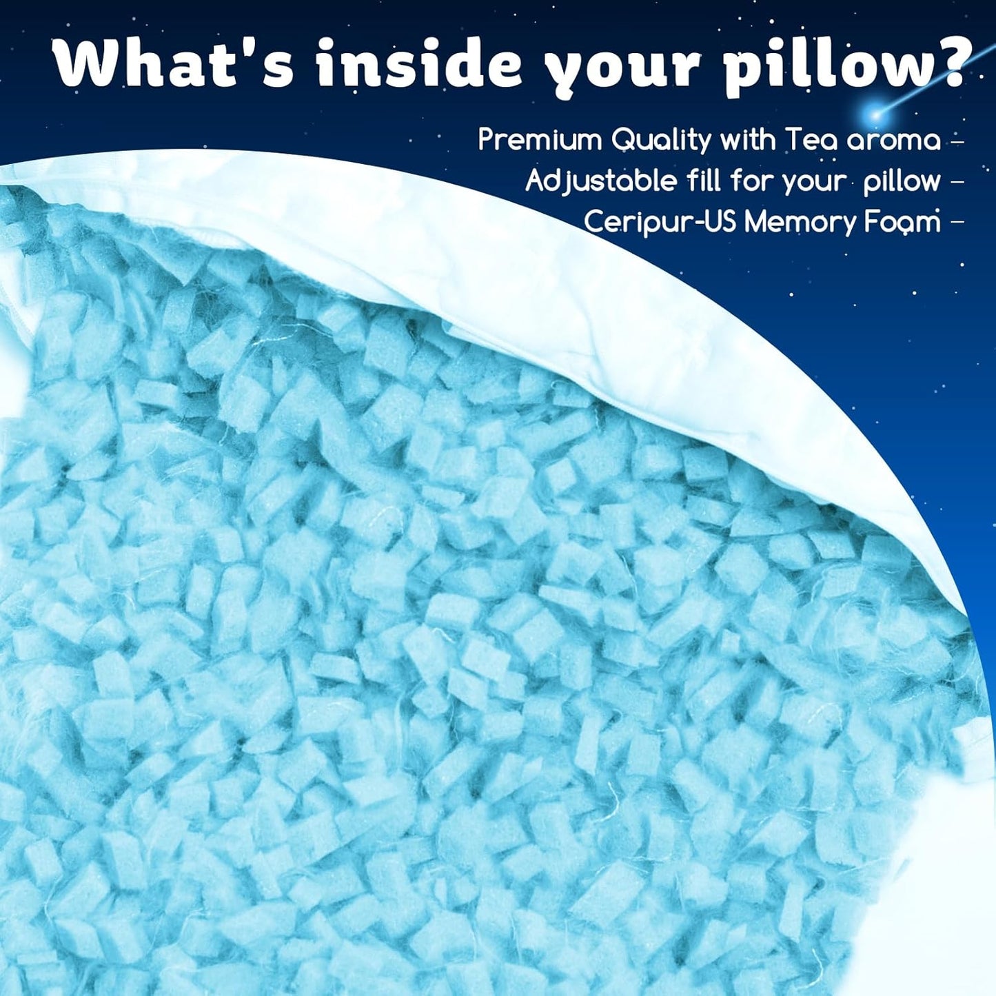 Cooling Side Sleeper Pillow for Neck and Shoulder Pain, Luxury Shredded Memory Foam Curved Bed Pillows for Sleeping Set of 2- Adjustable King Size- Washable Cover Crescent White