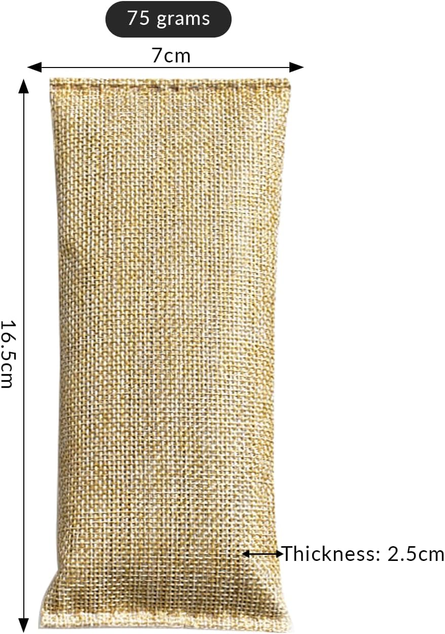 4 Pack charcoal odor absorber,Bamboo Charcoals Air Purifying Bag Charcoals Deodorizer Eliminator for Strong Odors in Car, Closet, Shoe, Basement (75G*4 Pack Beige-3, Unscented)