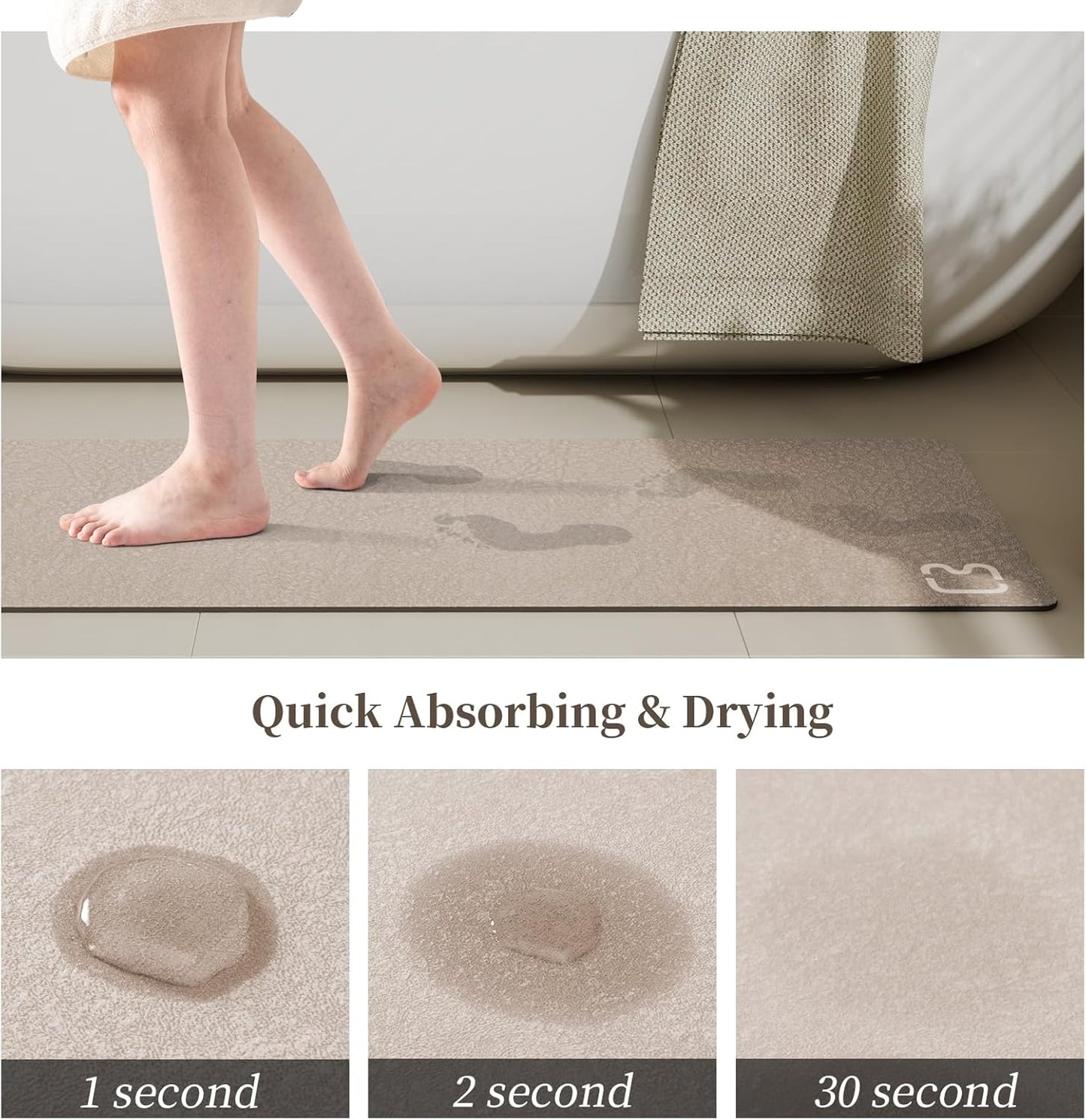 Taupe Diatomaceous Earth Bath Mat 17" x 59" Extra Long Bathtub Mat Super Absorbent Non-Slip Shower Mat Bath Stone Fast Dry Large Mat Bathroom Rugs Mats for Bathroom Floor, Tub, Shower, Sink