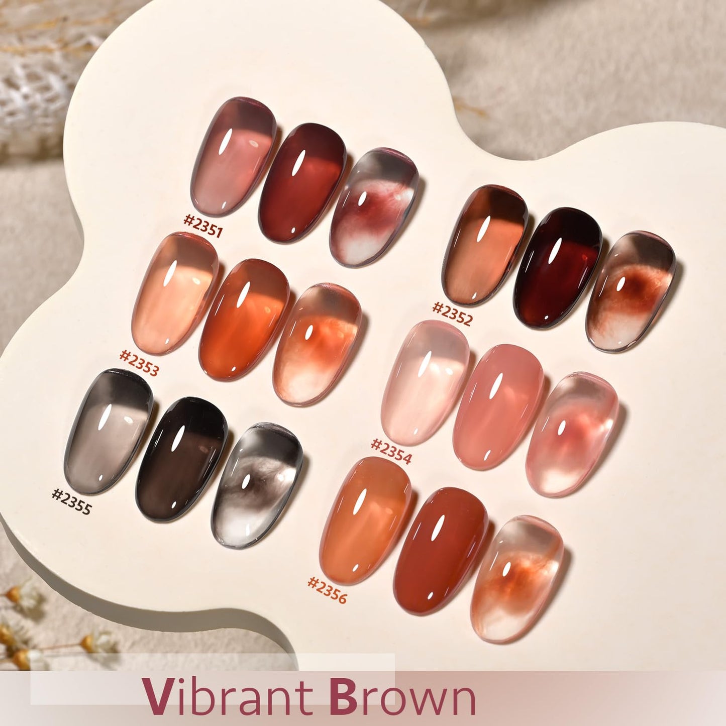 GAOY Jelly Gel Nail Polish of 6 Transparent Milker Nude Brown Red Pink Colors Sheer Gel Polish Kit for Salon Manicure and Nail Art DIY at Home