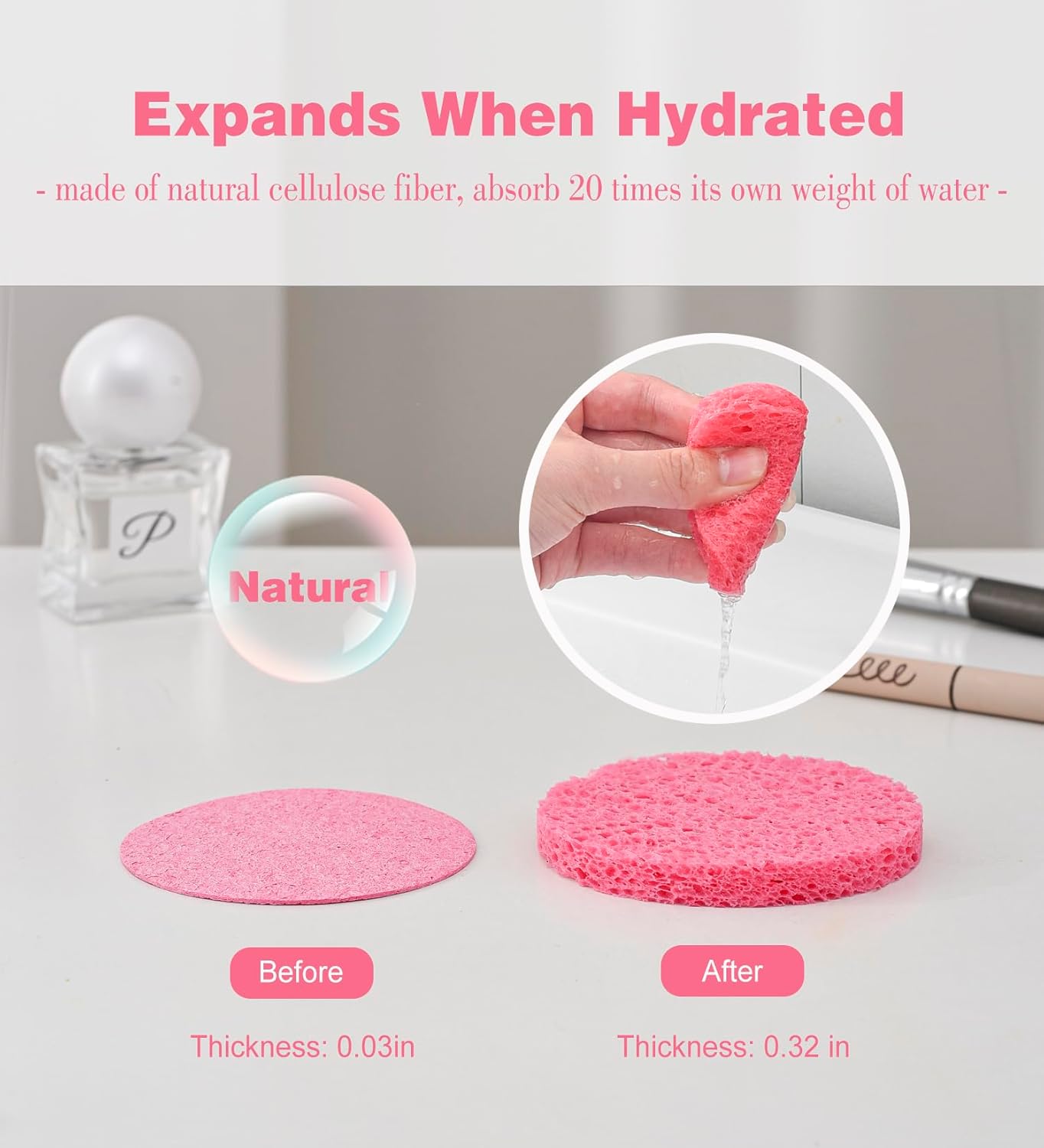 METUUTER 50 PCS Compressed Facial Sponges for Estheticians- 100% Natural Cellulose Face Sponge Professional Cosmetic Spa Sponges for Face Cleansing, Massage, Pore Exfoliating, Mask, Makeup Removal