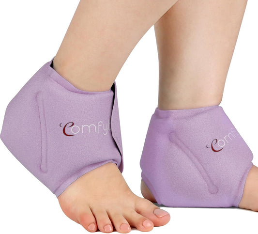Comfytemp Ankle Ice Pack Wrap for Swelling, Plantar Fasciitis, Foot Pain Relief, Gel Packs for Injury Reusable, Hot Cold Compress for Achilles Tendonitis, Heel Spur, Sprain, Swelling, 2 Packs (Purple)