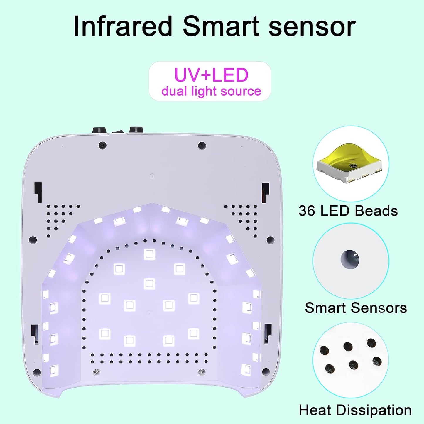 𝐔𝐩𝐠𝐫𝐚𝐝𝐞𝐝 72W Cordless Led Nail Lamp, Rechargeable Nail Dryer, Portable Gel UV Led Nail Light with Metallic Reflector Base, Professional Gel Curing Lamp with 4 Timer Setting for Home and Salon