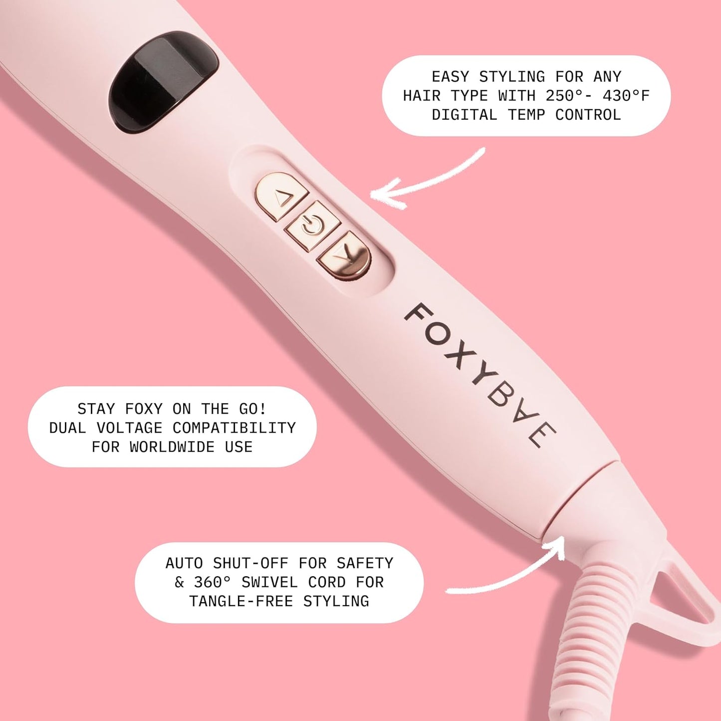 FoxyBae Hot Round Brush Hottie Hot Ceramic Hairbrush 1.5" - Curler & Straightener - Multi-Styler - Fight Frizz & Add Volume (Blush)