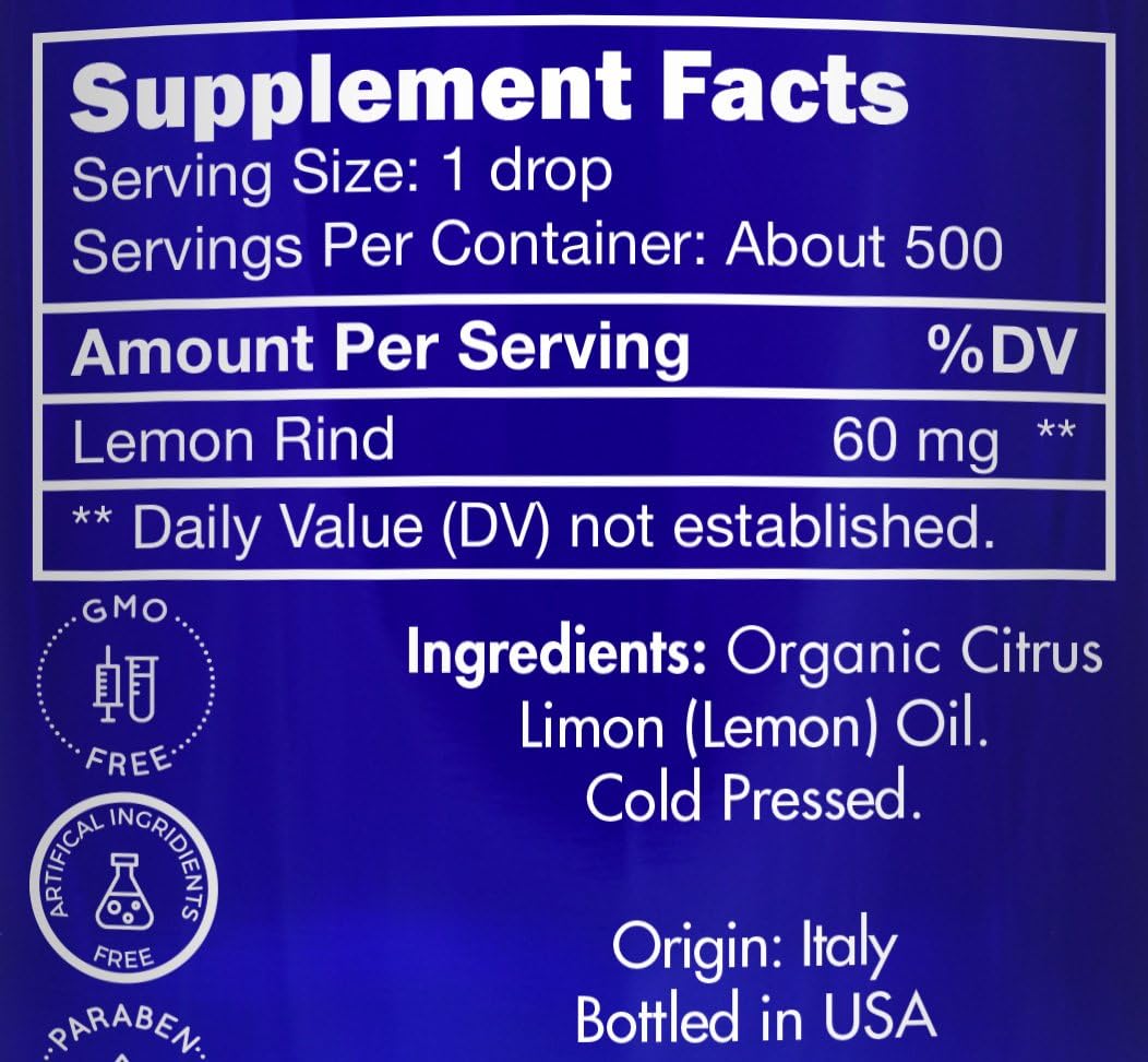 Organic, Lemon Essential Oil, Food Grade, for Cooking, Baking – 100% Pure, Lemon Oil, by Zongle Therapeutics, 1 OZ