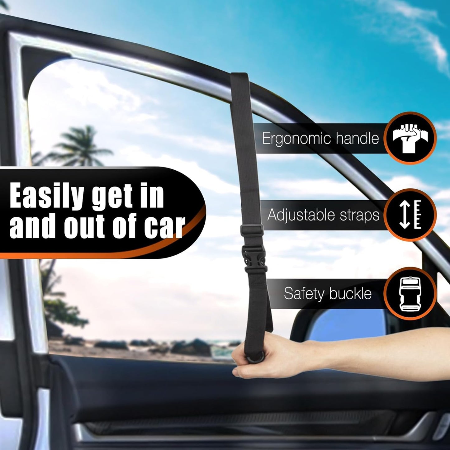 Car Handle Assist for Elderly Car Door Handle Multifunction Handle Car Door Latch Handle for Seniors and Handicapped(Red)