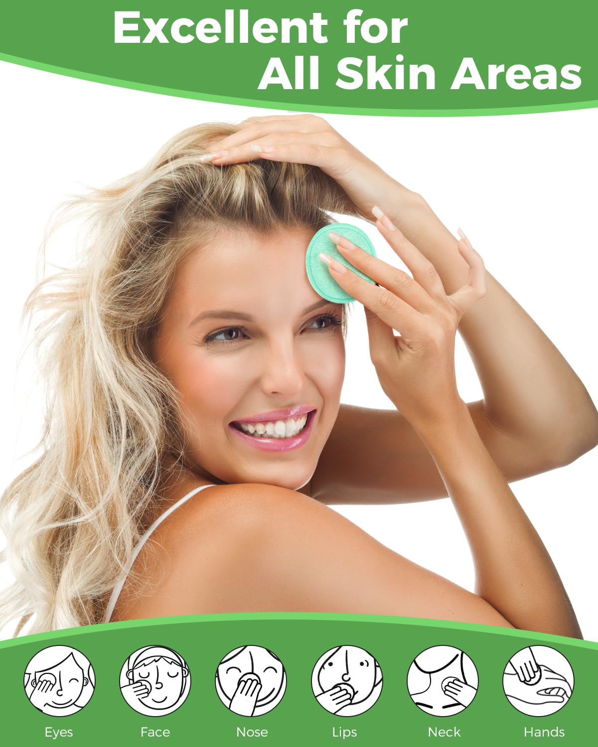 Reusable Makeup Remover Pads - 18 Packs Organic Reusable Cotton Rounds with Washable Laundry Bag for Toner Eco-Friendly Bamboo & Cotton Reusable Cotton Pads for Face All Skin Types (Blue-White-Green)