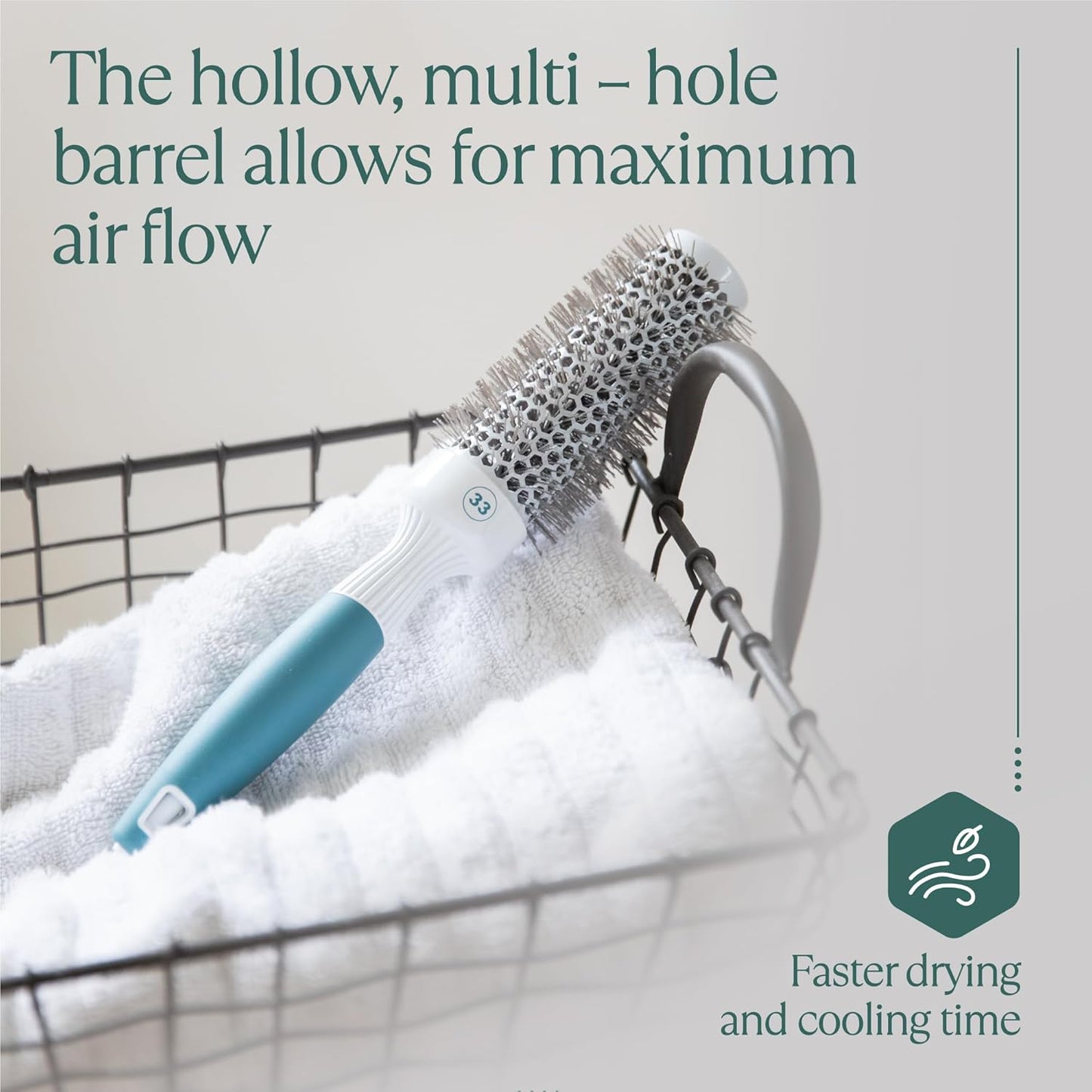 Professional Round Brush for Blow Drying - Small Ceramic Ionic Thermal Barrel Brush for Sleek, Precise Heat Styling and Salon Blowout - Lightweight Round Hair Brush (Barrel 1.3 inch, Bristle 2 Inch)