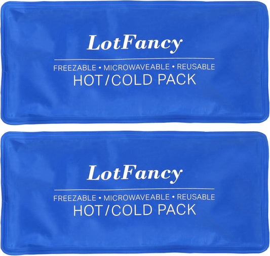 LotFancy Ice Pack for Injuries, Pack of 2, FSA HSA Eligible, Reusable Hot Cold Pack for Therapy, Cooling or Heating Pad for First Aid, Back Shoulder Neck Head Feet Pain Relief, 11 x 5 Inches