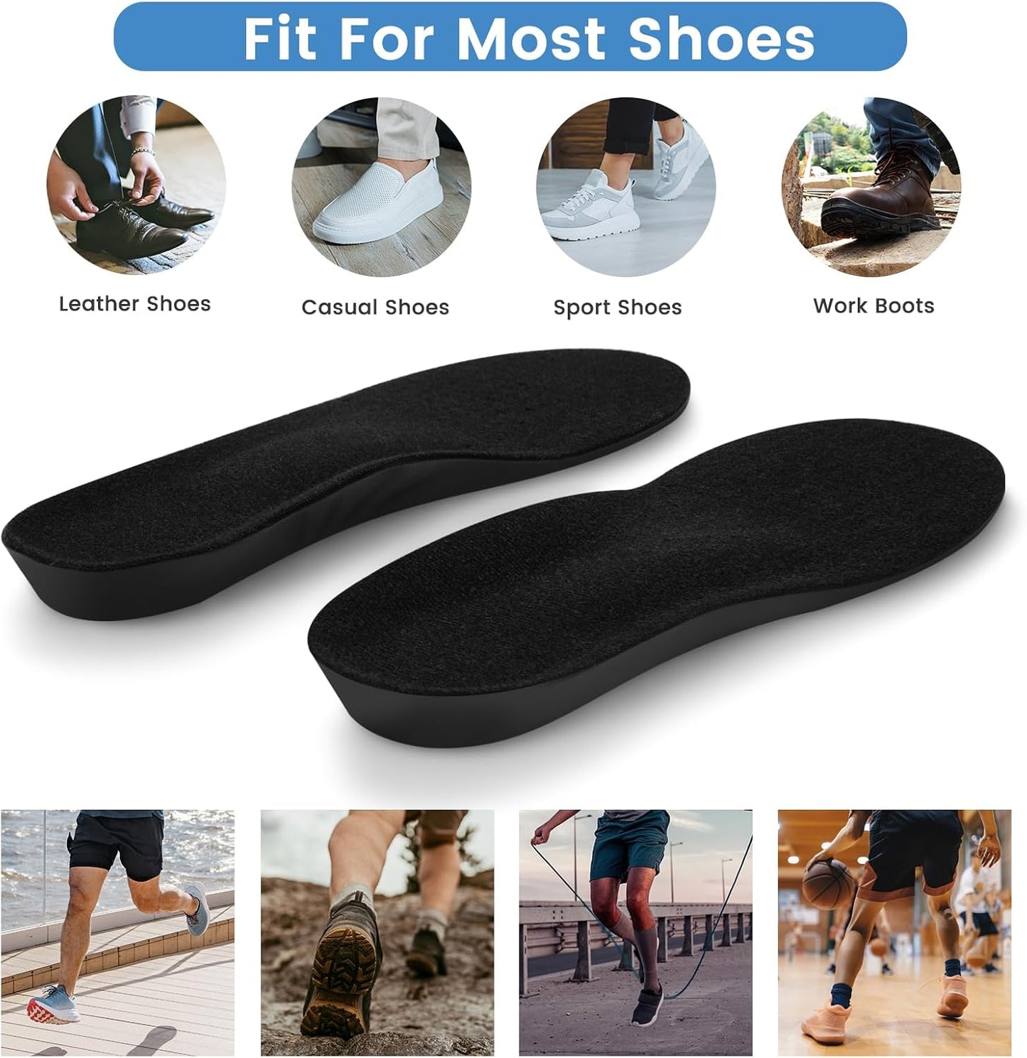 Shoe Insoles,Memory Foam Insoles Plantar Fasciitis Orthotics Shoe Inserts,Providing Excellent Shock Absorption for Feet Relief, Comfortable Insoles for Women Men Everyday Use,M [US M: 6.5-9/W: 7.5-10]