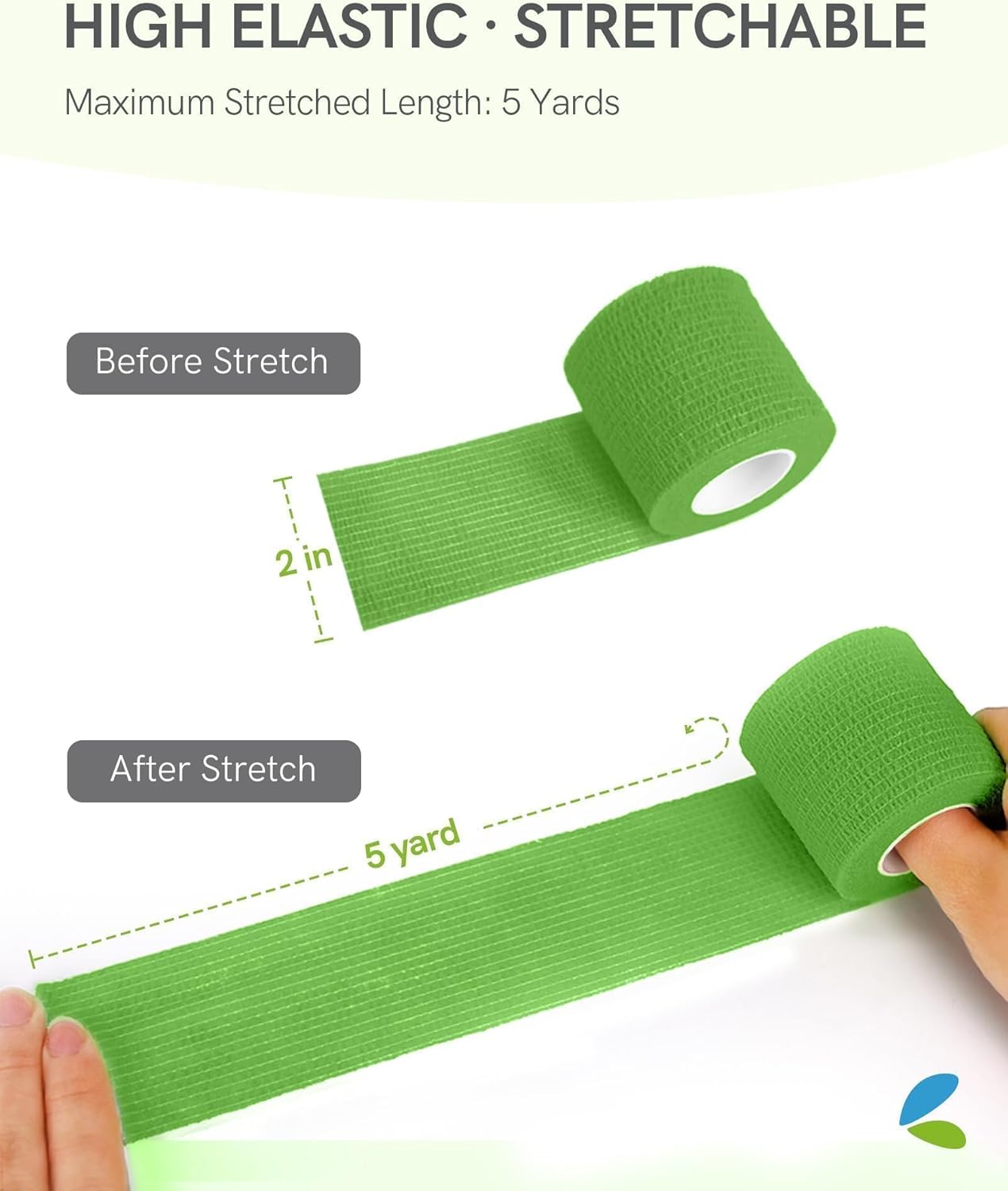 FriCARE Self Adhesive Bandage Wrap, Medical Tape in First Aid Kit, Cohesive Bandages for Wounds Sport Vet, 2 Inches X 5 Yards 6 Rolls, Emerald Green